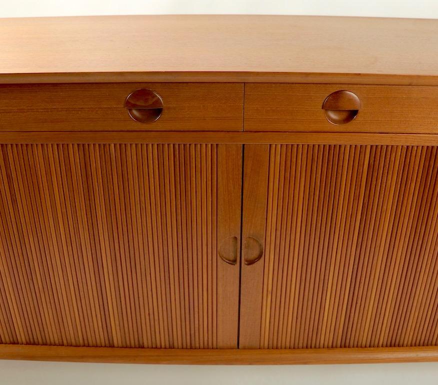 Danish Modern Teak Credenza with Tambour Roll Front by Povl Dinesen In Good Condition In New York, NY