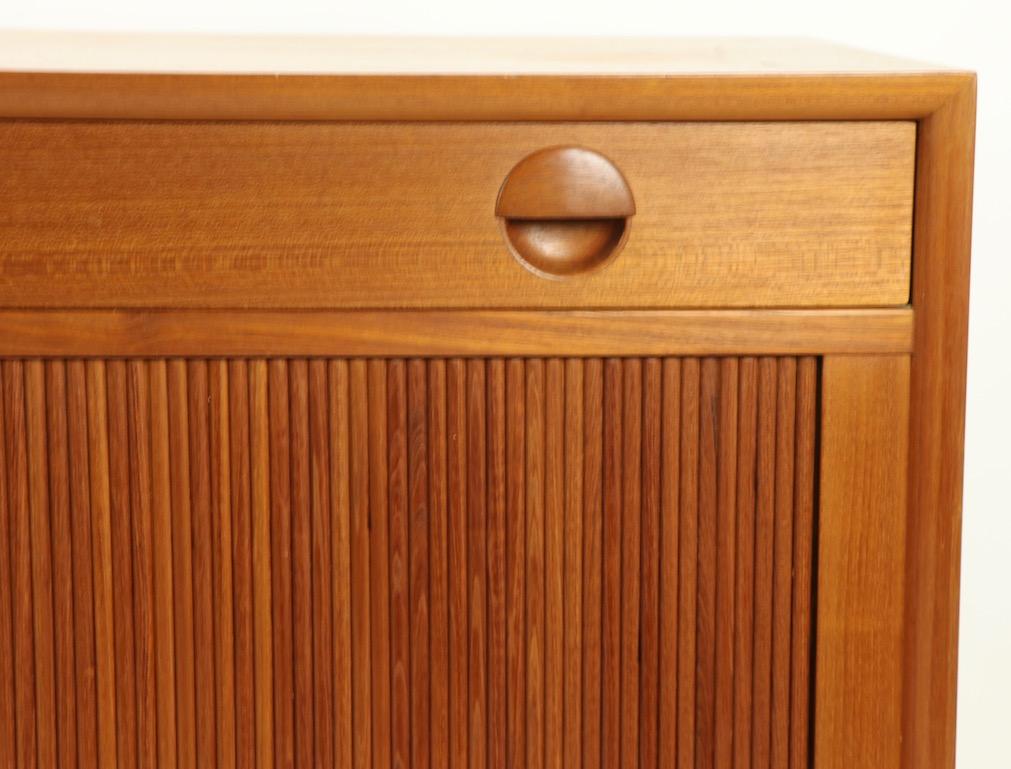 Danish Modern Teak Credenza with Tambour Roll Front by Povl Dinesen 1