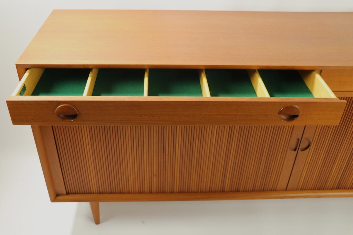 Danish Modern Teak Credenza with Tambour Roll Front by Povl Dinesen 4