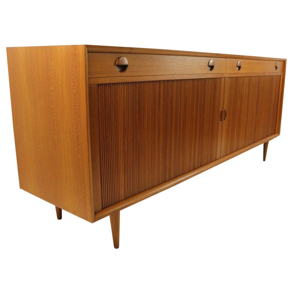 Danish Modern Teak Credenza with Tambour Roll Front by Povl Dinesen