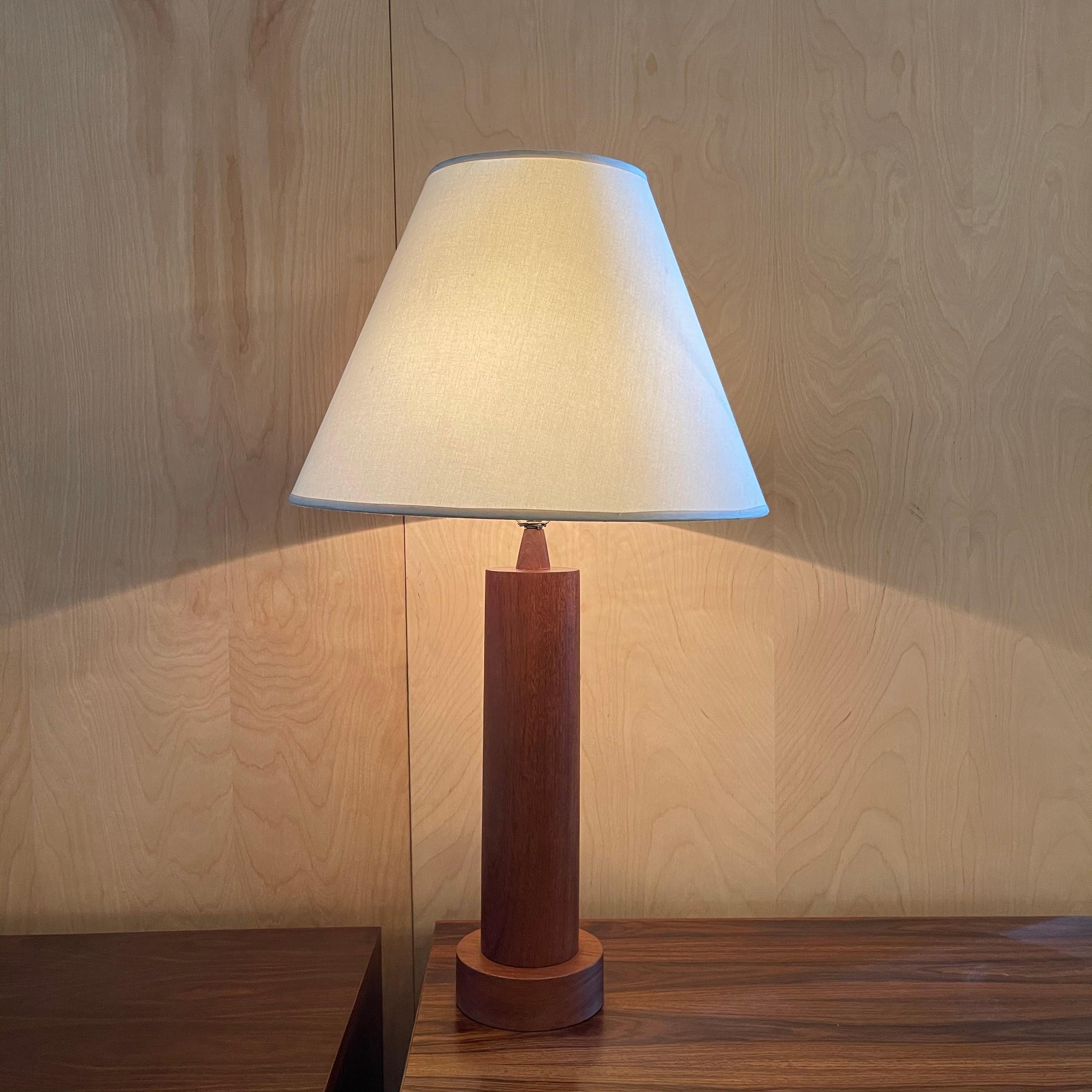 Scandinavian Modern Danish Modern Teak Cylinder Table Lamp