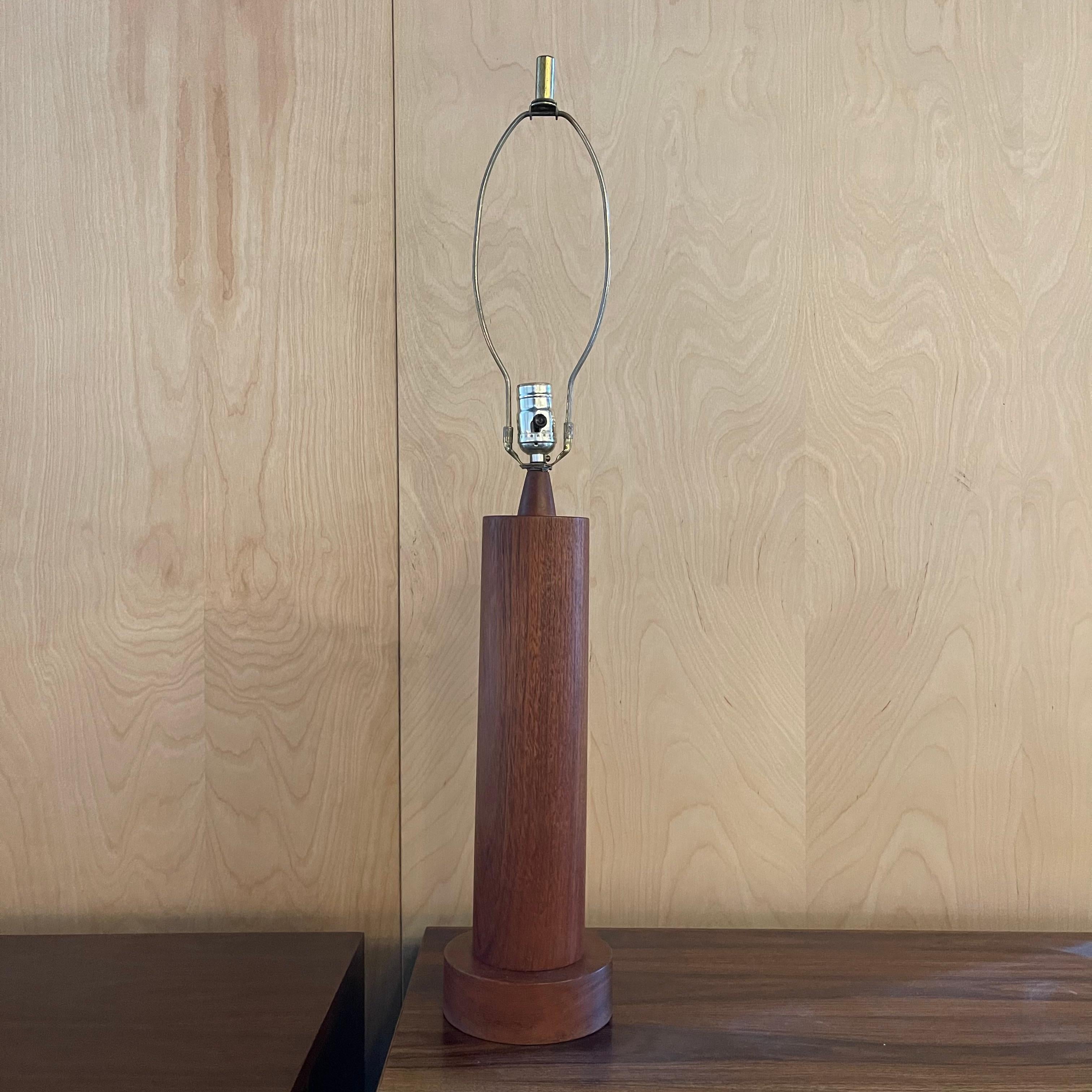 20th Century Danish Modern Teak Cylinder Table Lamp