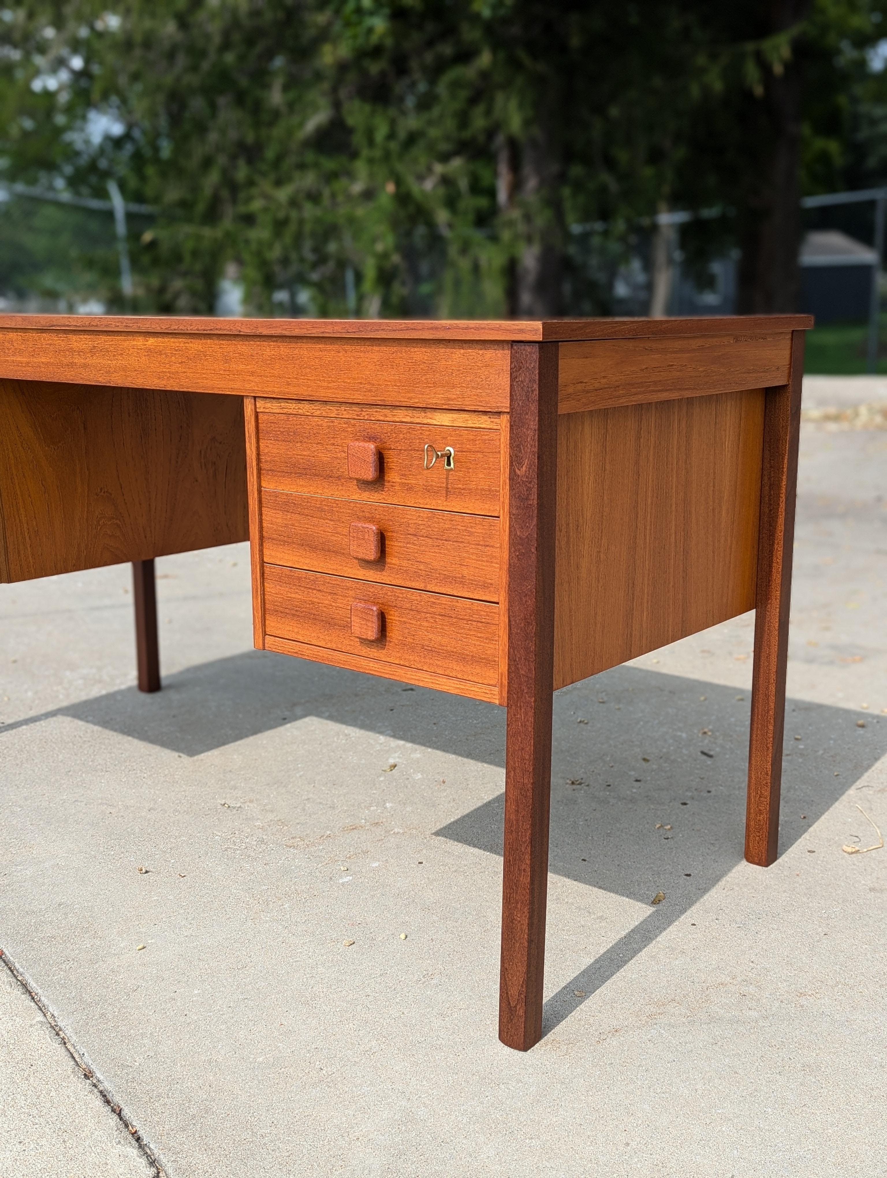 Mid-Century Modern Danish Modern Teak Desk By Domino Møbler For Sale
