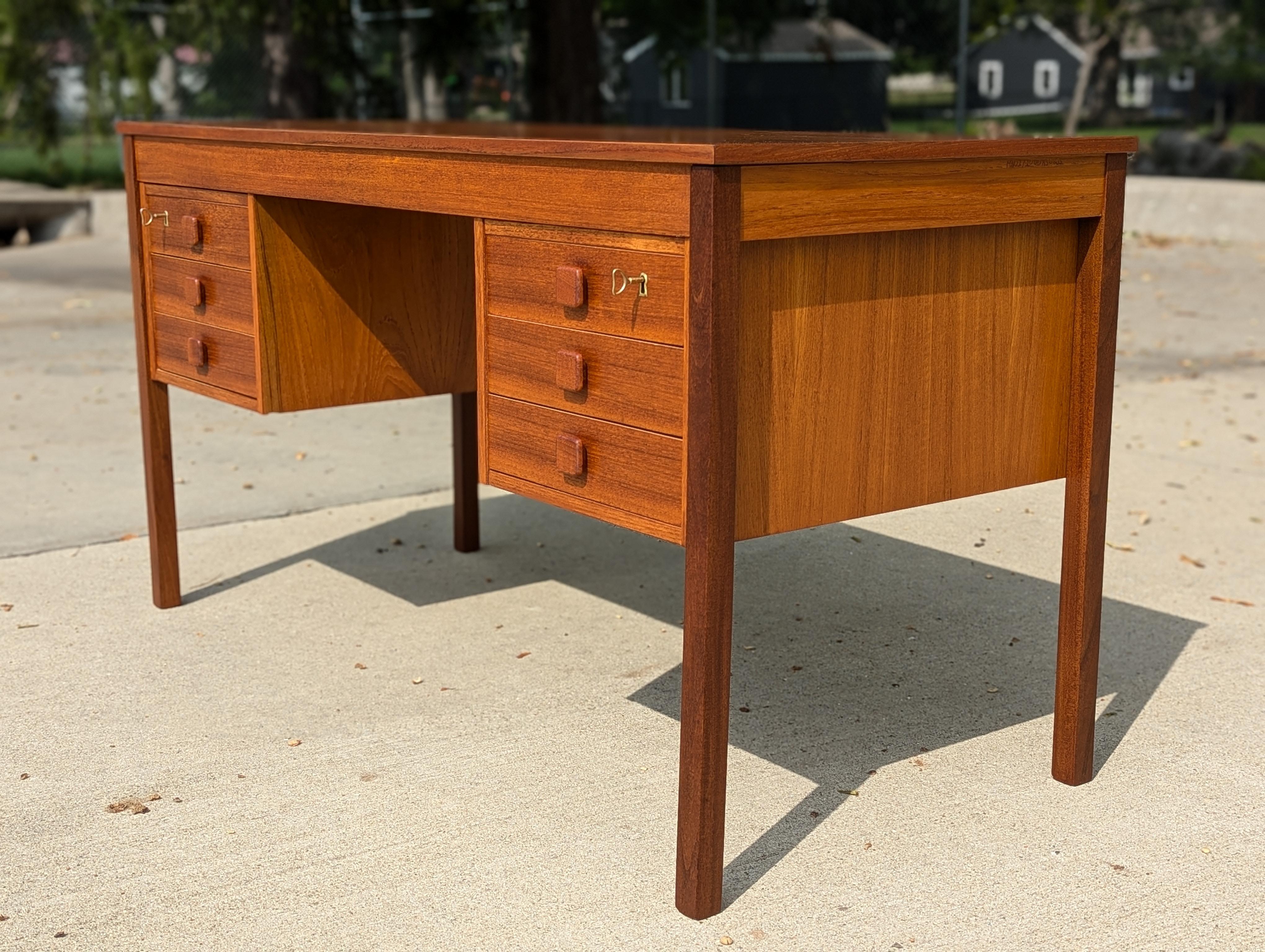Mid-20th Century Danish Modern Teak Desk By Domino Møbler For Sale