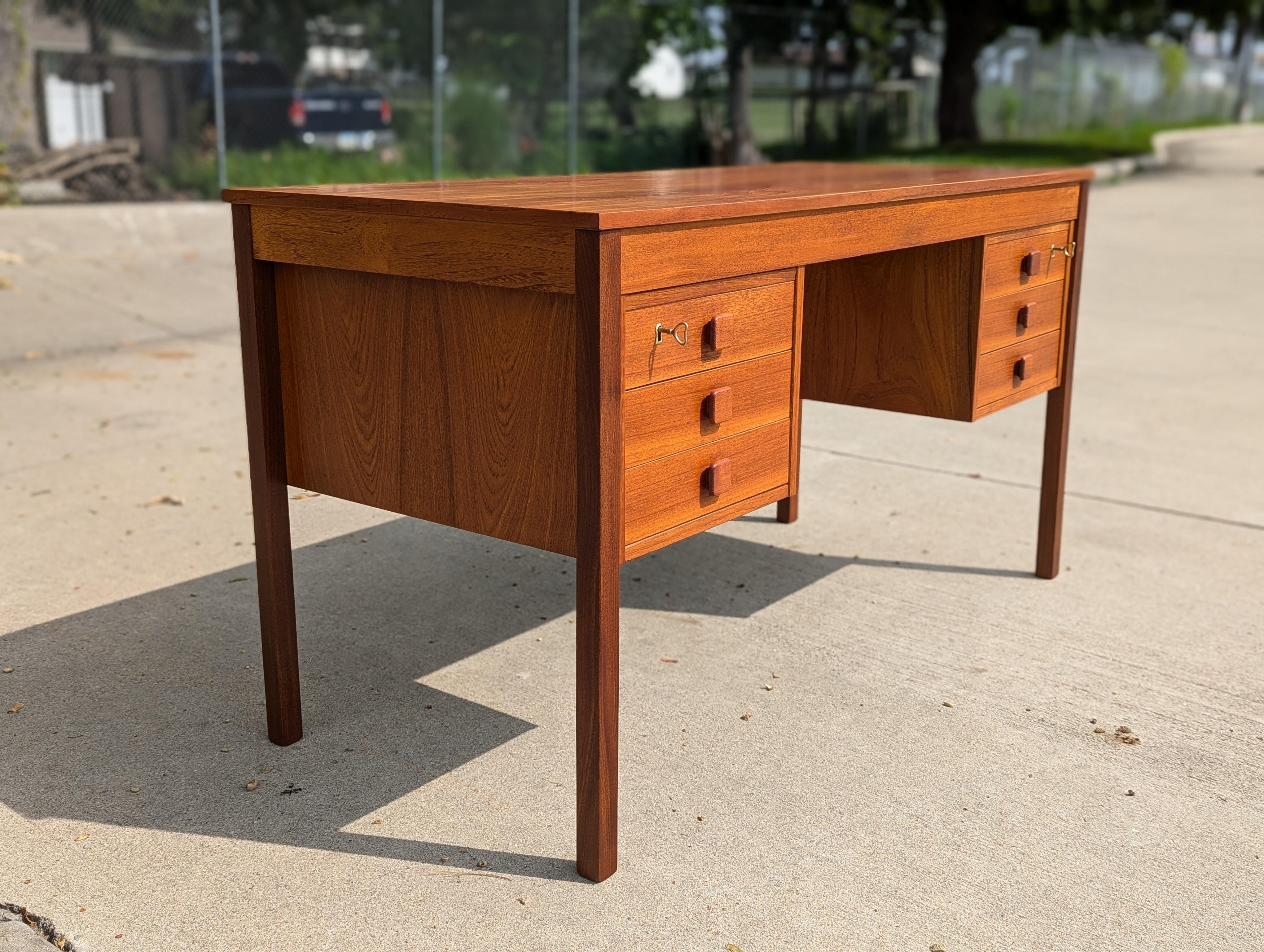 Danish Modern Teak Desk By Domino Møbler For Sale 1