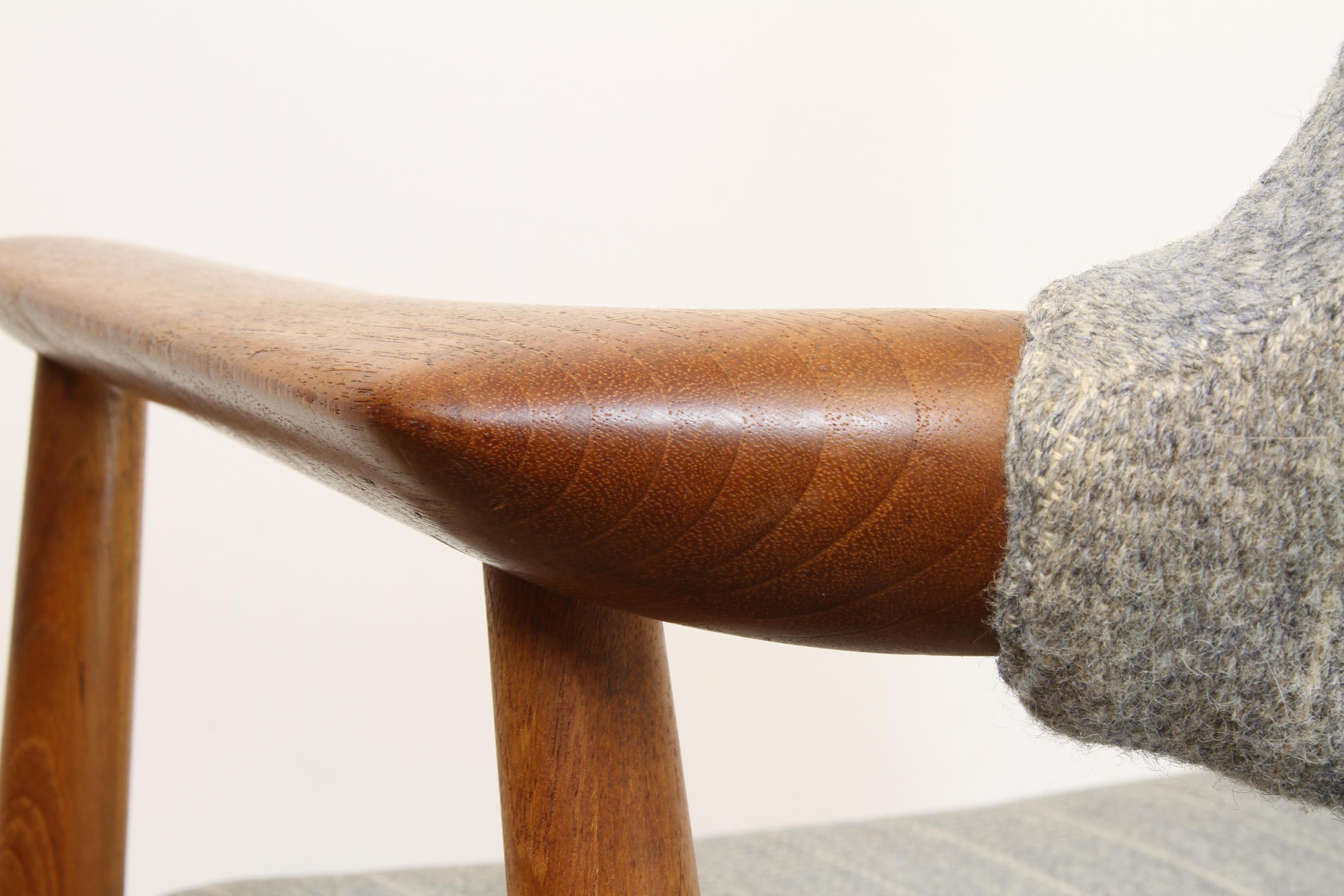 Wool Danish Modern Teak Desk Chair