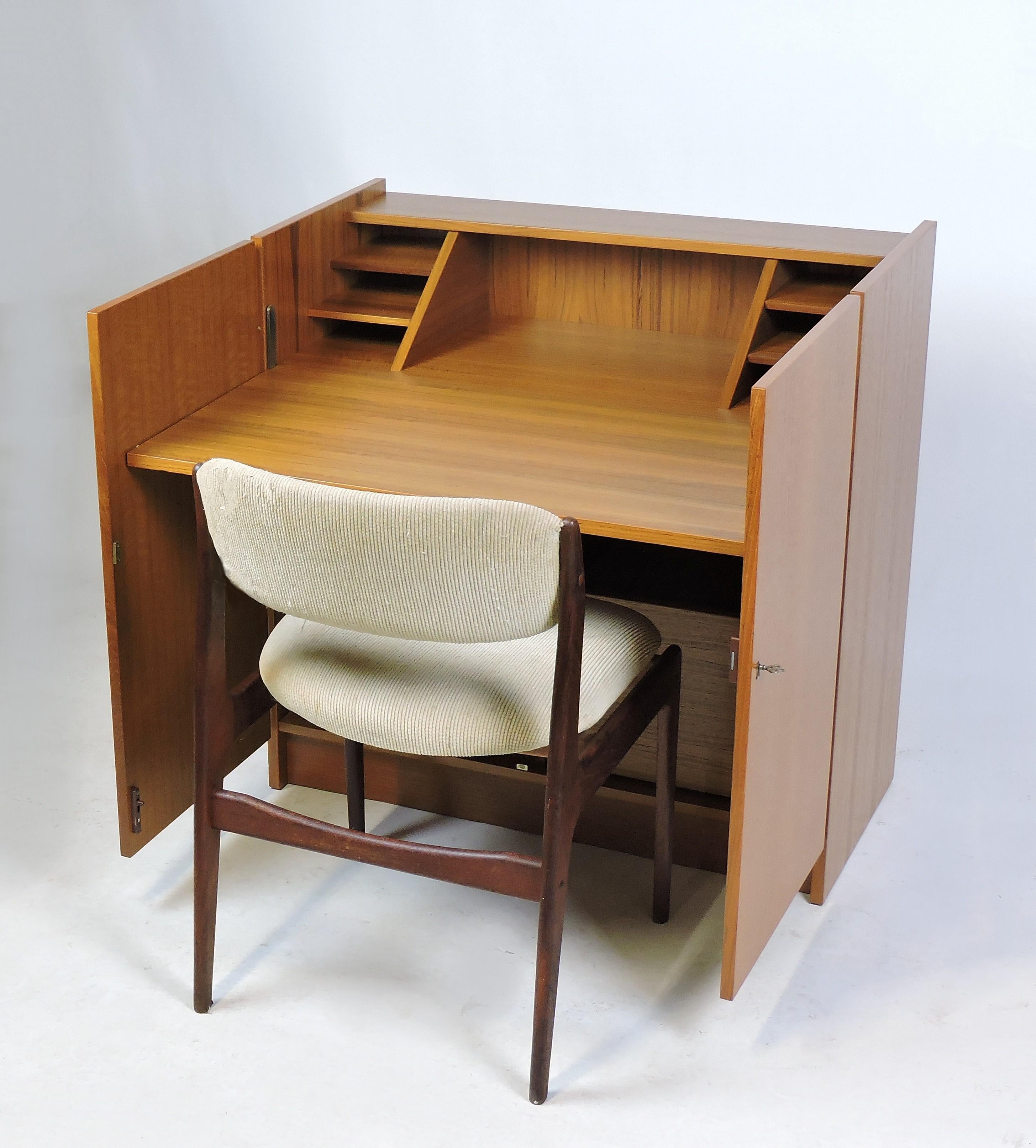 Scandinavian Modern Danish Modern Teak Desk in a Box, Magic Box Desk by BRDR Furbo