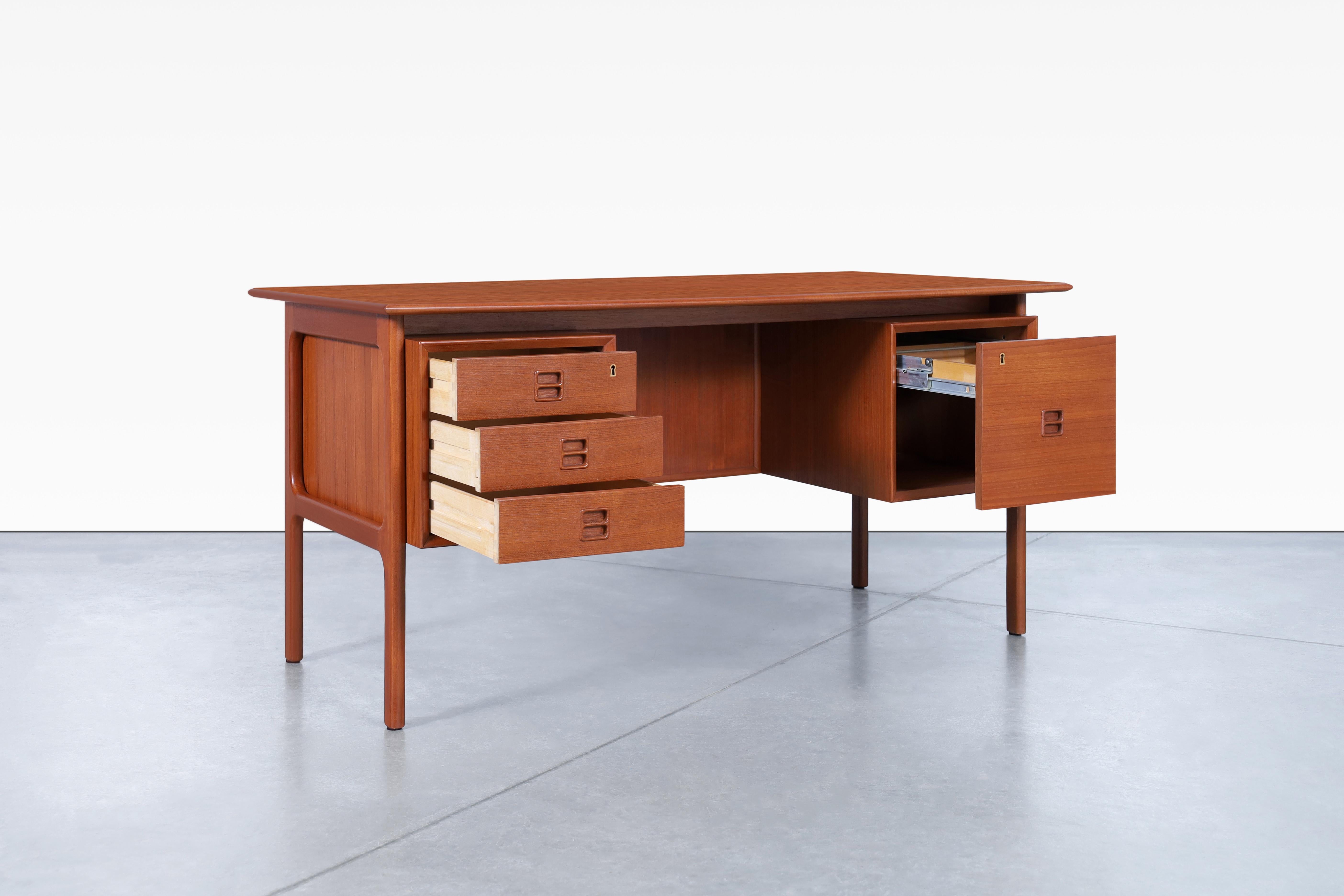 Danish Modern Teak Desk W/ Bookcase by Erik Brouer for Brouer Møbelfabrik For Sale 1