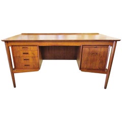 Vintage Danish Modern Teak Desk with Bookcase Back, Arne Vodder