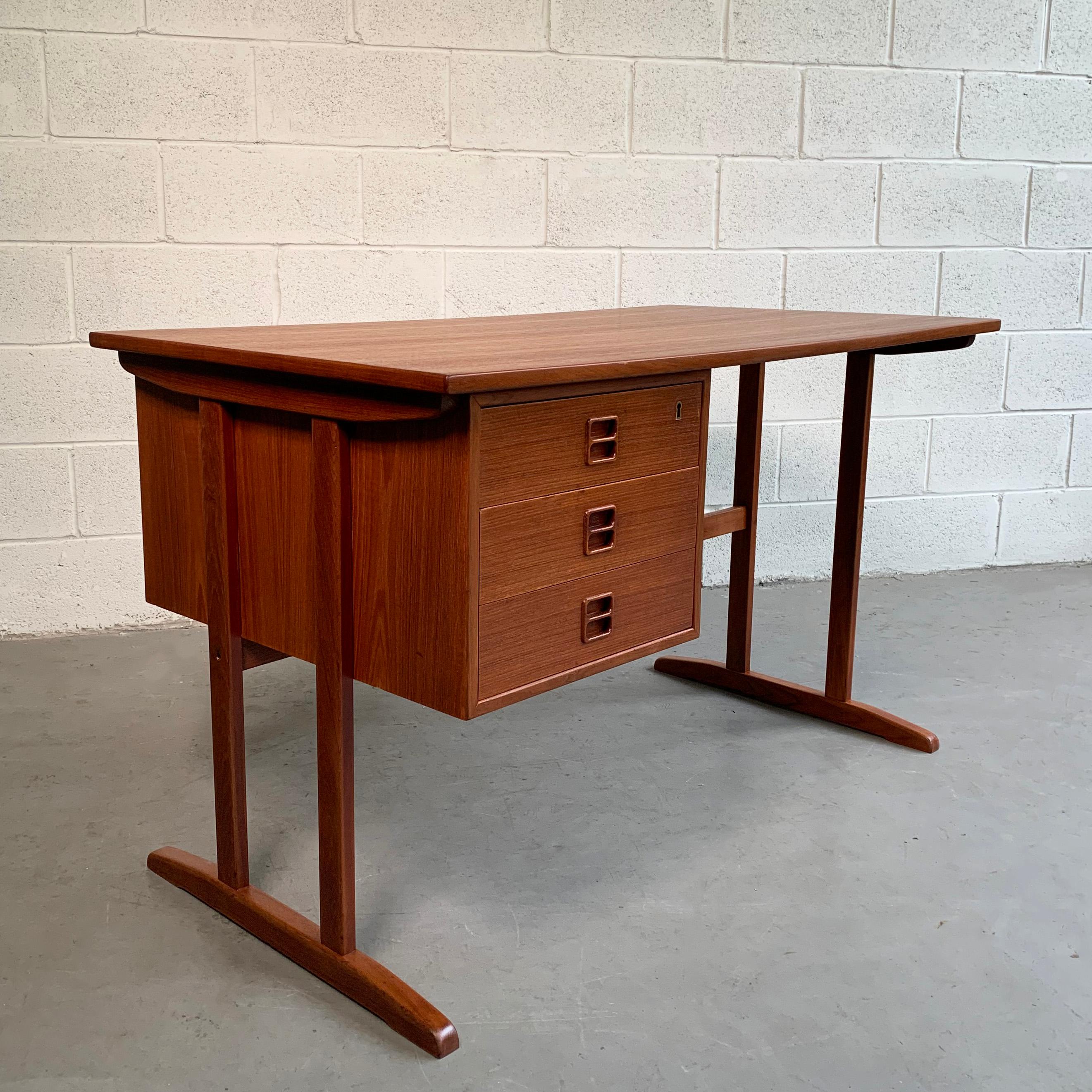 Scandinavian Modern Danish Modern Teak Desk with Finished Bookshelf Back