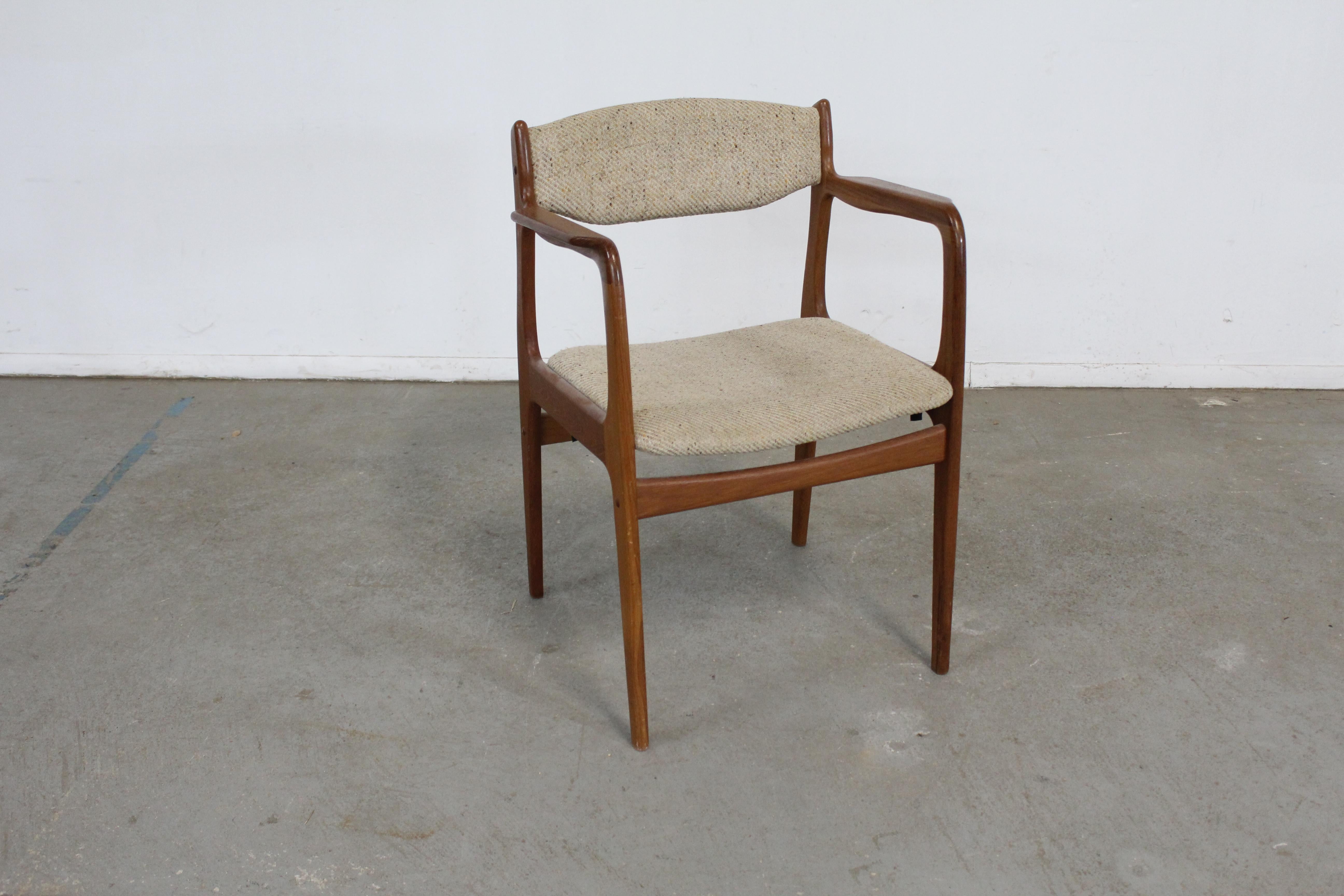 Mid-Century Modern Danish Modern Teak Dining Arm Chair For Sale