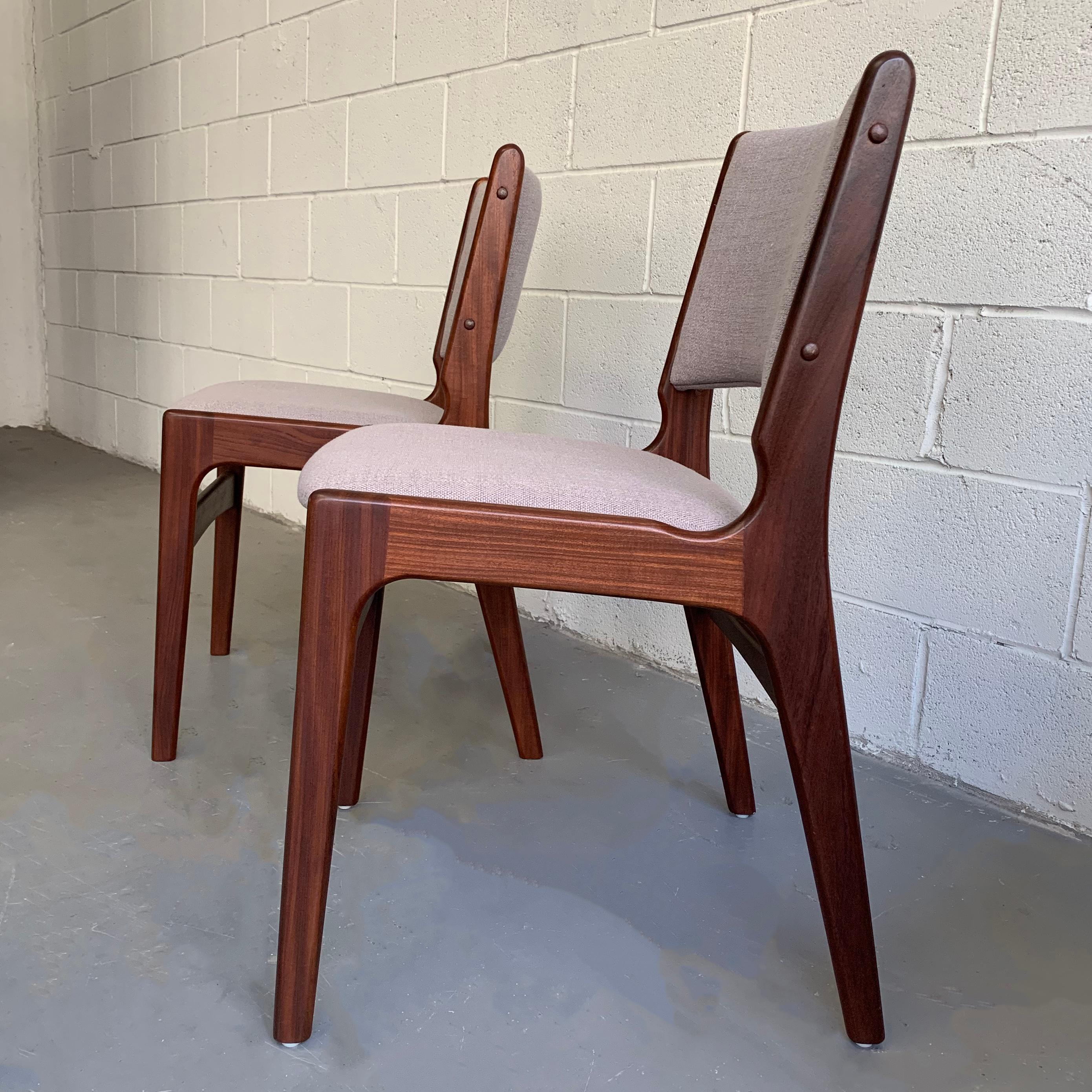 Fabric Danish Modern Teak Dining Chair Set by Henning Kjaernulf