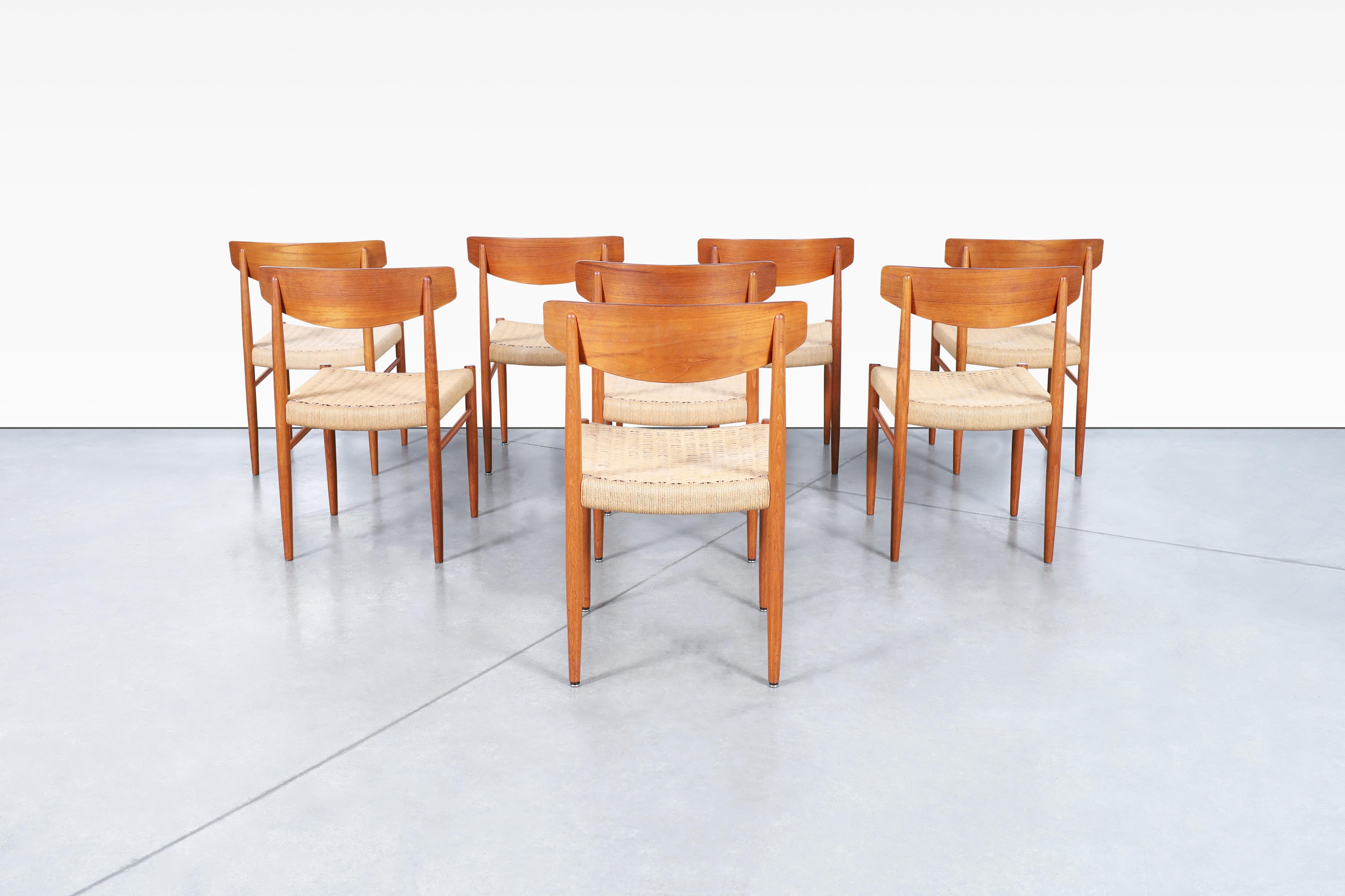 Papercord Danish Modern Teak Dining Chairs by AM Møbler