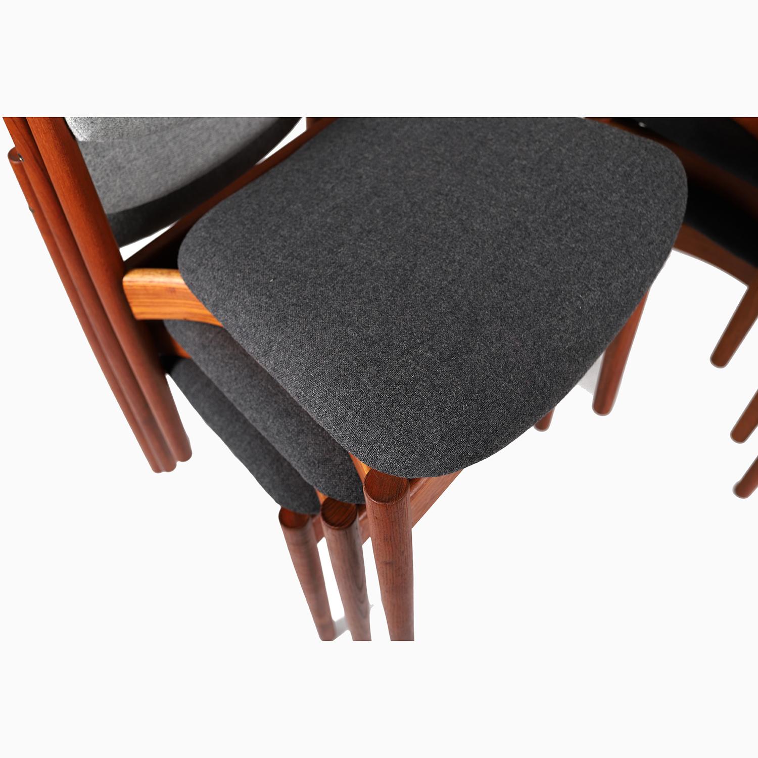 Wool Danish Modern Teak Dining Chairs by Finn Juhl