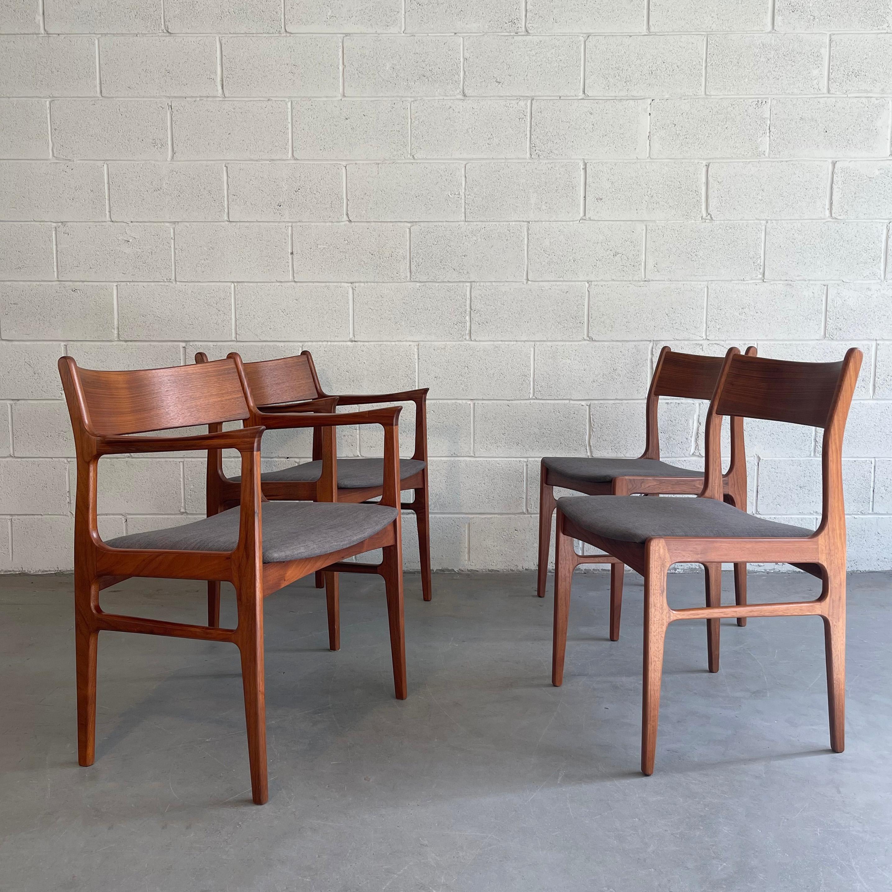 Fabric Danish Modern Teak Dining Chairs by Funder-Schmidt & Madsen for Odense