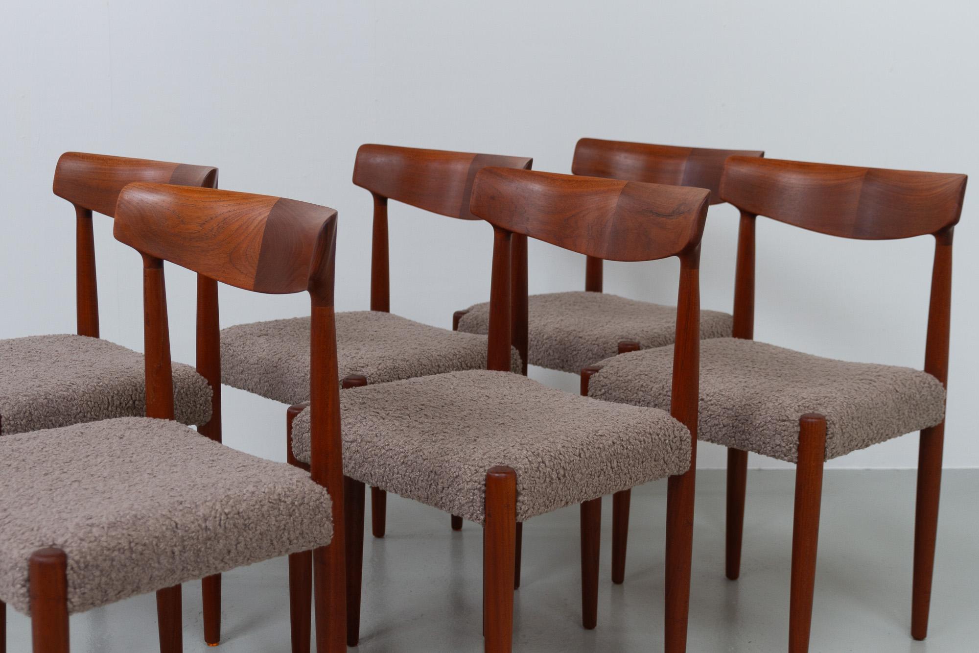 Chaises de salle à manger danoises modernes en teck par Knud Færch pour Slagelse, années 1960. Ensemble de 6. Bon état - En vente à Asaa, DK