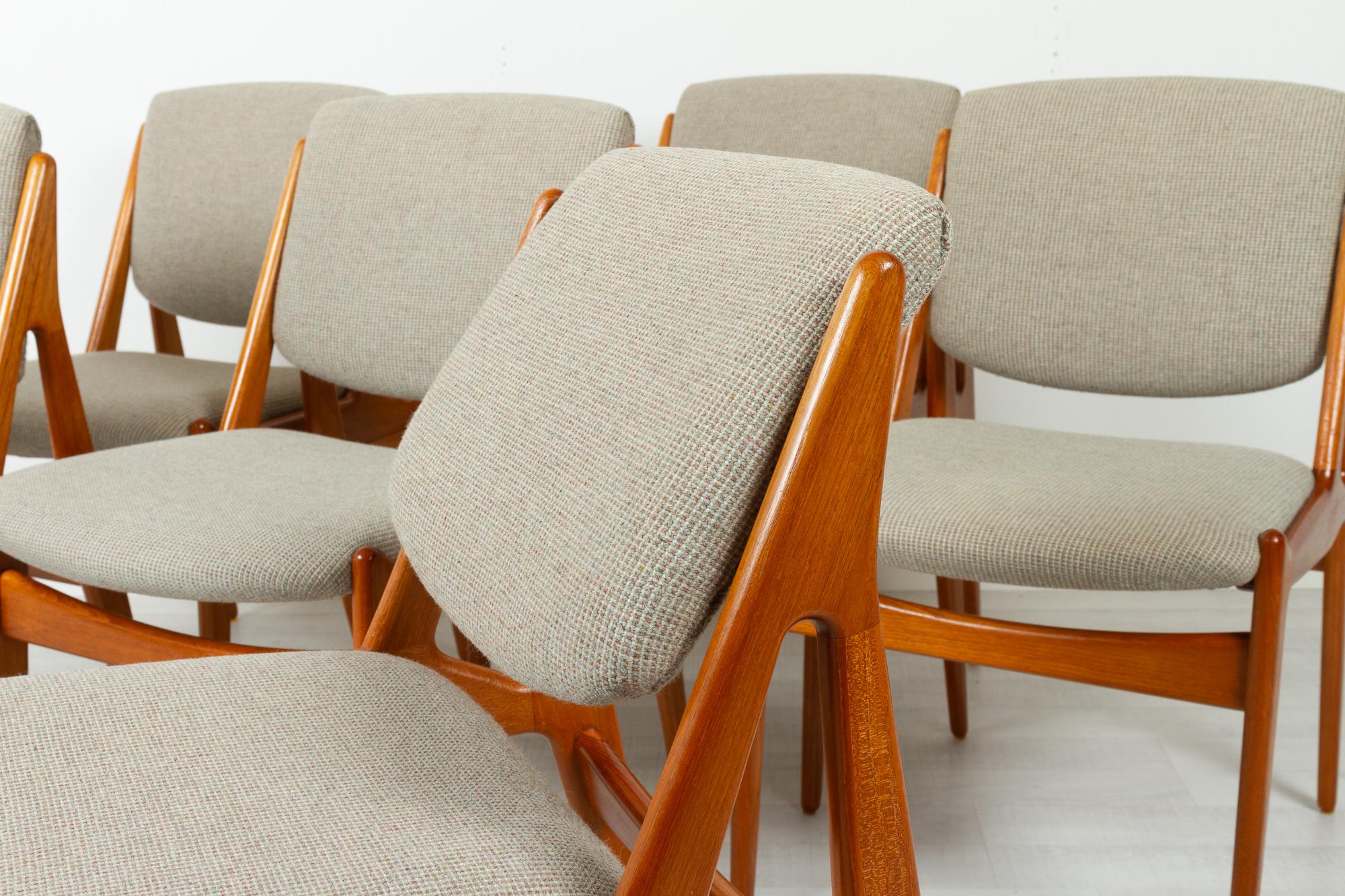Danish Modern Teak Dining Chairs Model Ella by Arne Vodder 1960s, Set of 6 7
