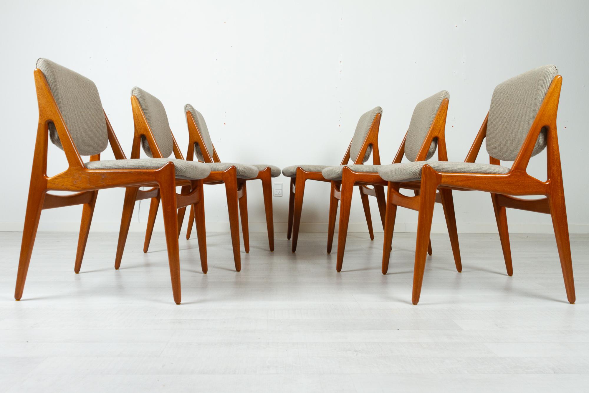 Danish Modern Teak Dining Chairs Model Ella by Arne Vodder 1960s, Set of 6 9