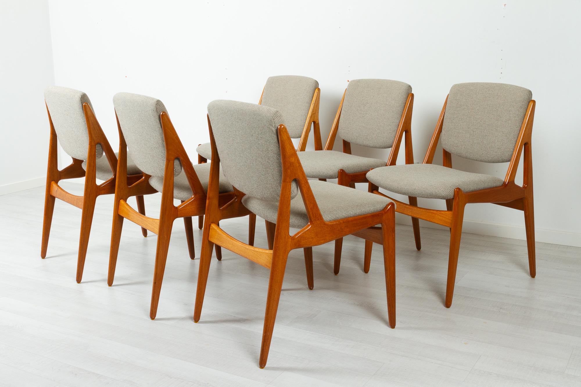 Mid-20th Century Danish Modern Teak Dining Chairs Model Ella by Arne Vodder 1960s, Set of 6