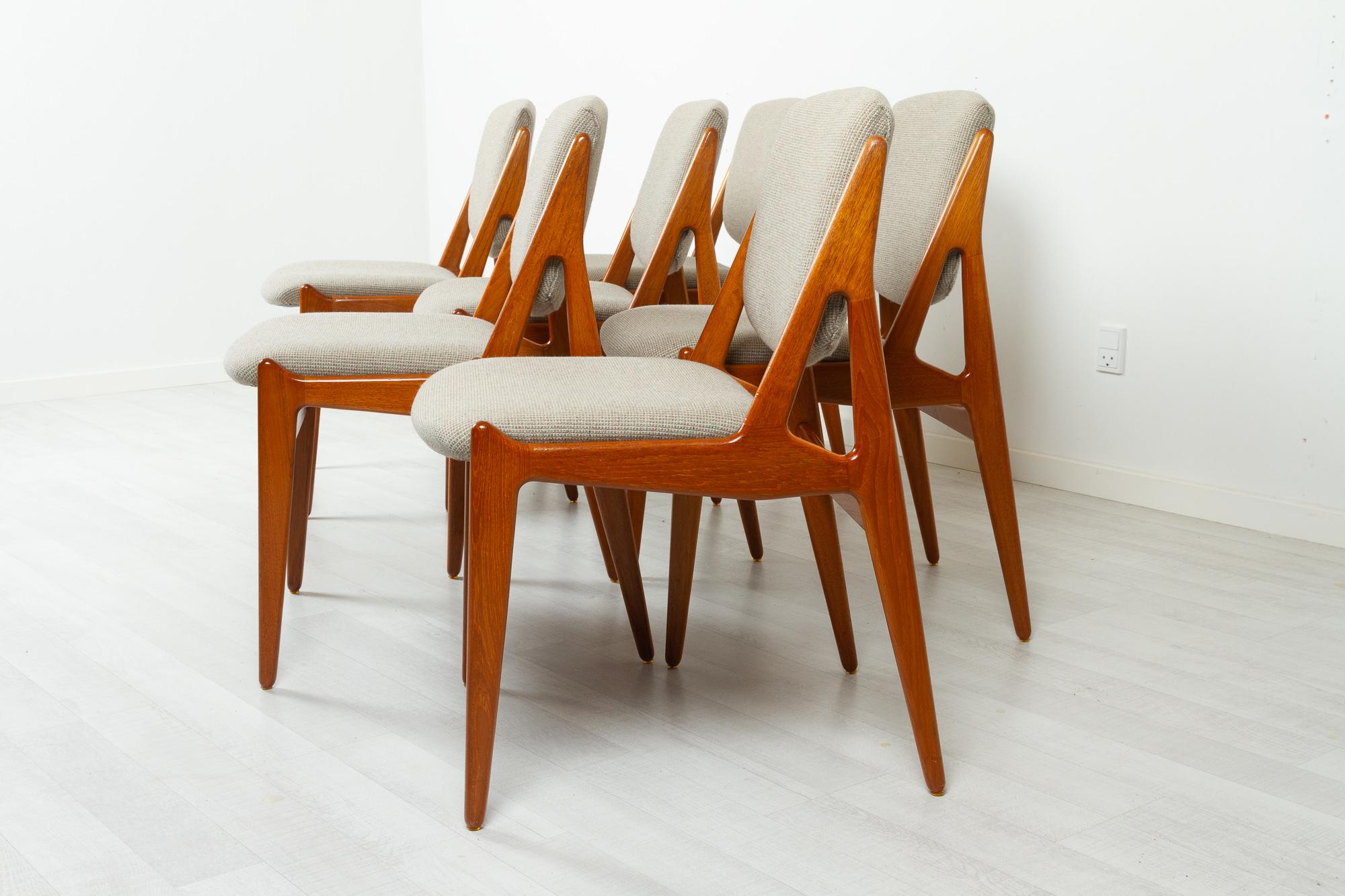 Danish Modern Teak Dining Chairs Model Ella by Arne Vodder 1960s, Set of 6 1