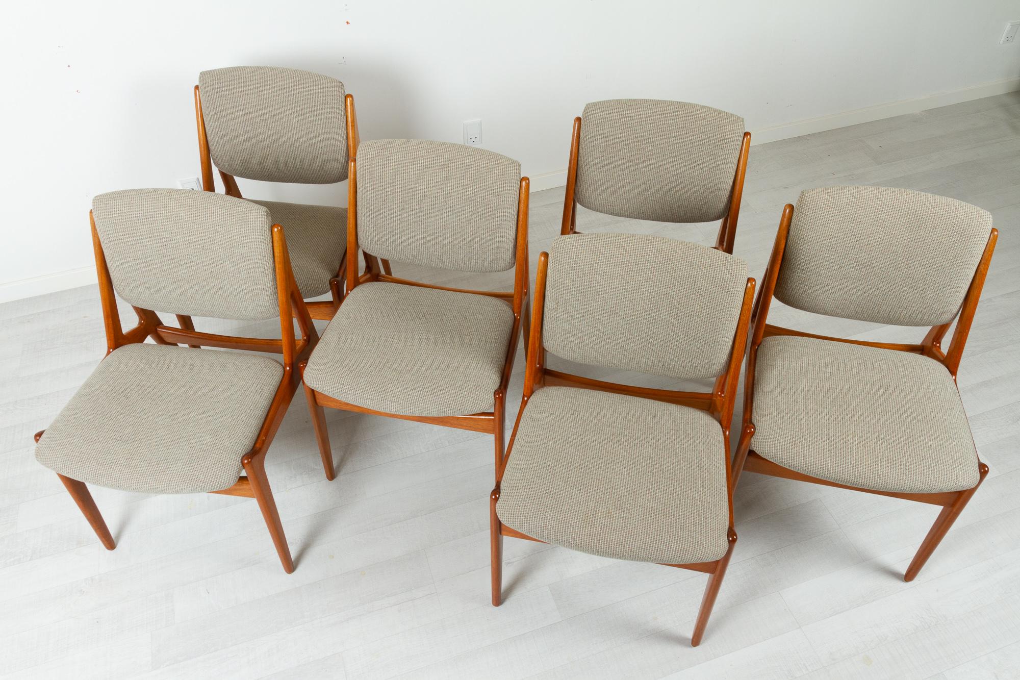 Danish Modern Teak Dining Chairs Model Ella by Arne Vodder 1960s, Set of 6 2