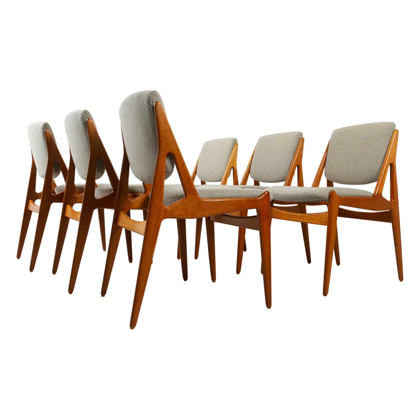 Danish Modern Teak Dining Chairs Model Ella by Arne Vodder 1960s, Set of 6