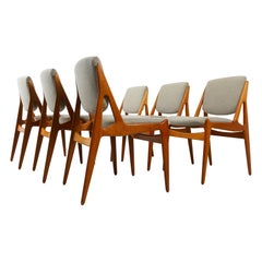 Dänische moderne Esszimmerstühle aus Teakholz, Modell Ella von Arne Vodder, 1960er Jahre, 6er Jahre