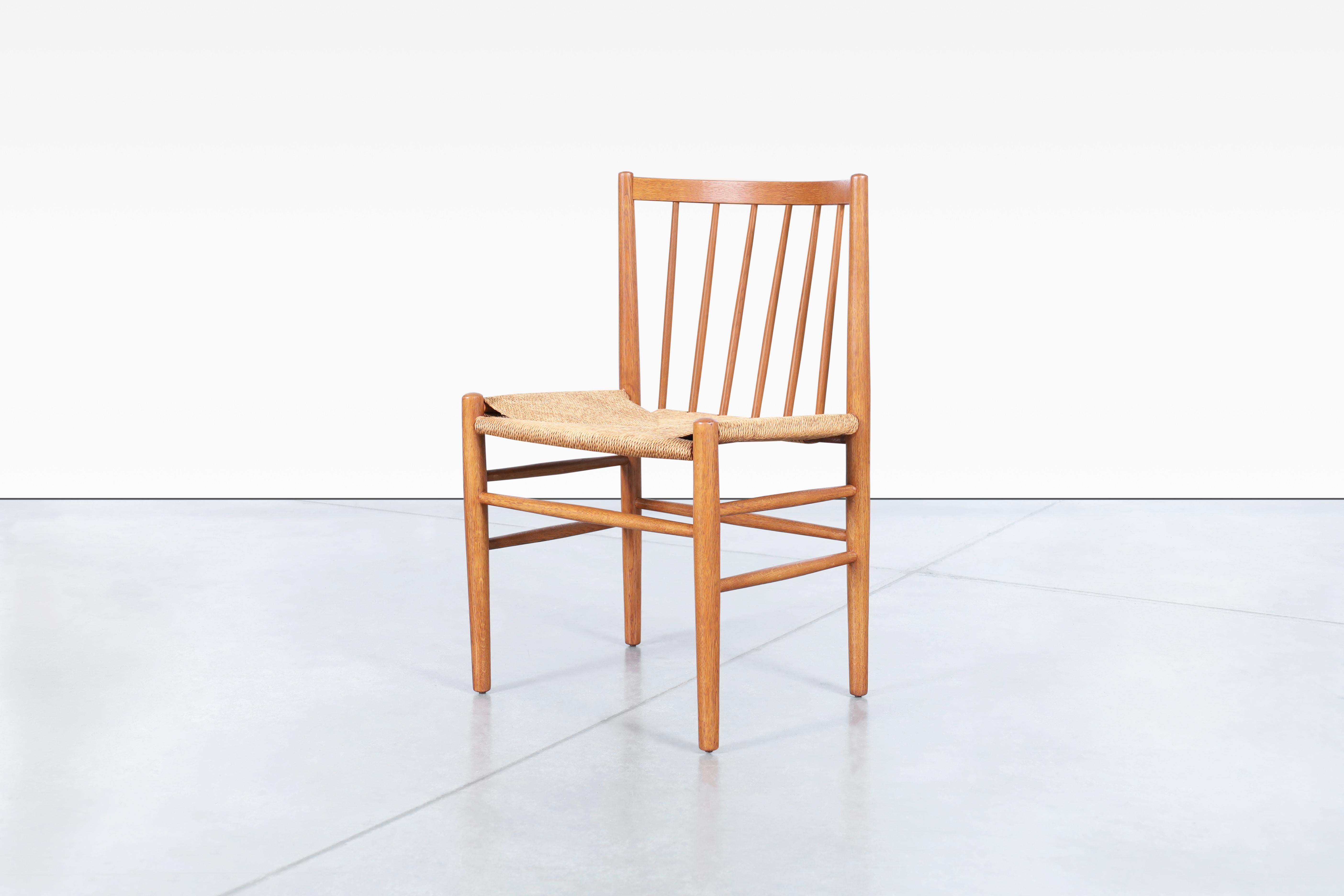 Corda di carta Sedie da pranzo moderne danesi in teak modello J80 di Jørgen Baekmark in vendita