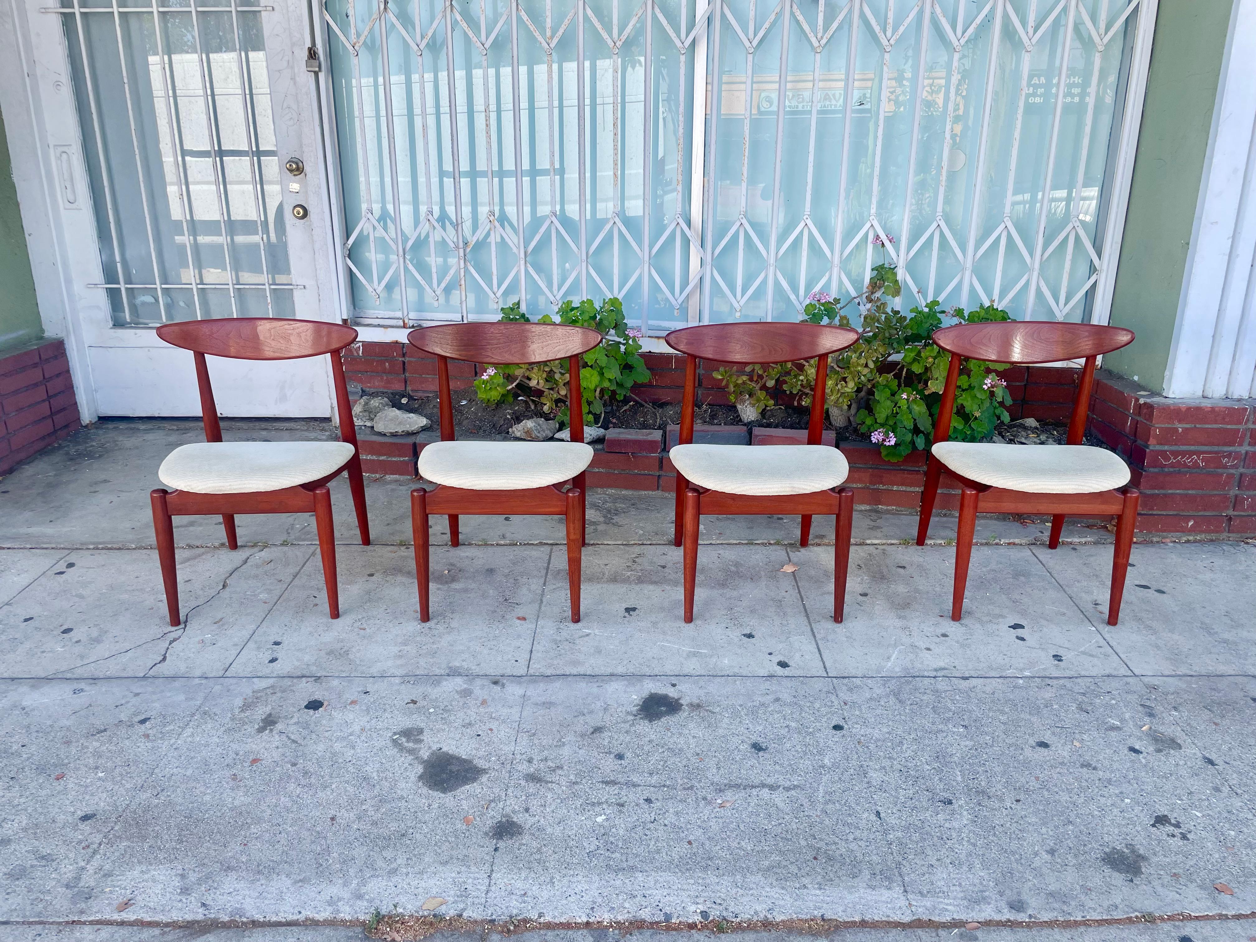 Fabric Danish Modern Teak Dining Chairs- Set of 6 For Sale