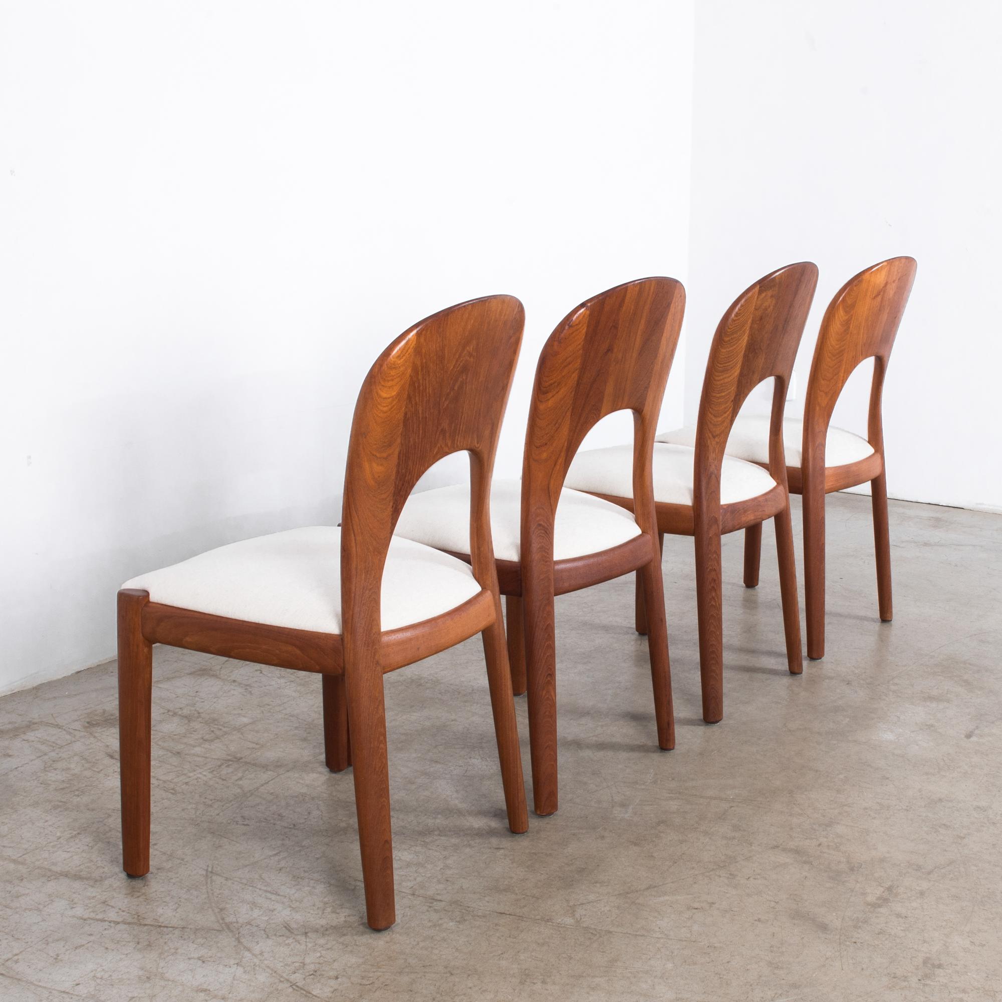 Upholstery Danish Modern Teak Dining Chairs, Set of Four 