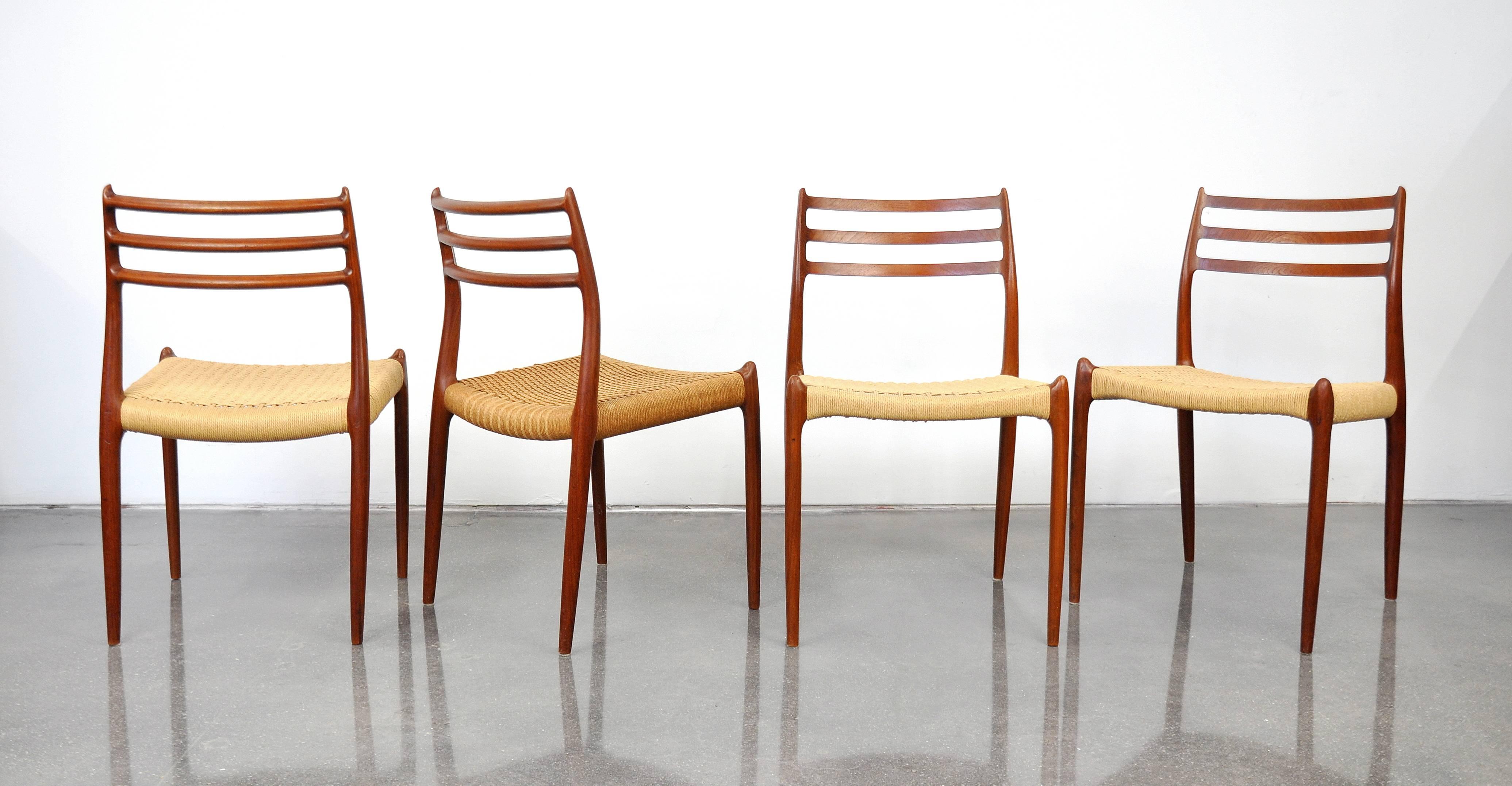 Mid-20th Century Danish Modern Teak Dining Set with Four Moller Model #78 Chairs