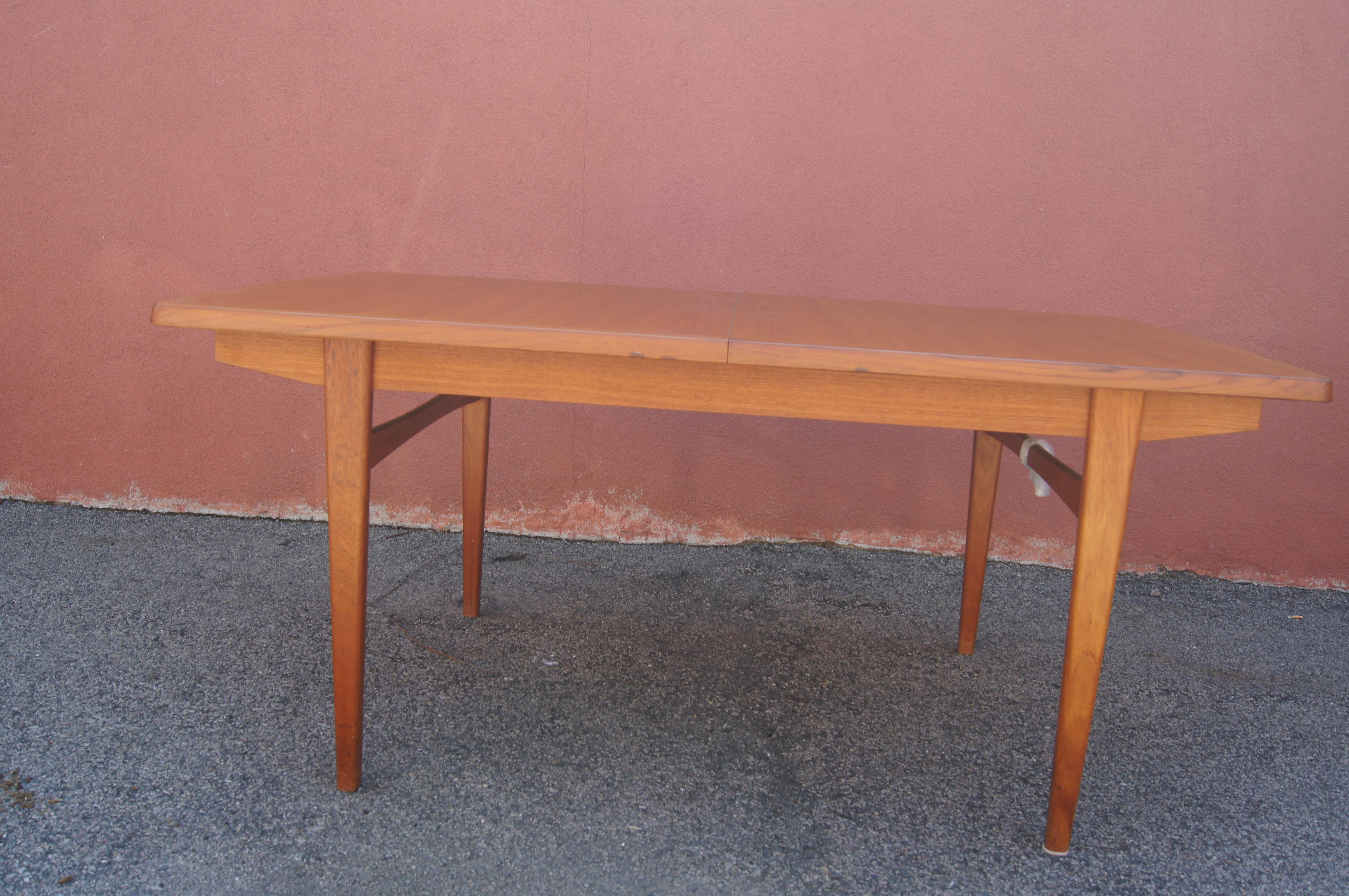 Scandinavian Modern Danish Modern Teak Dining Table with Extensions For Sale