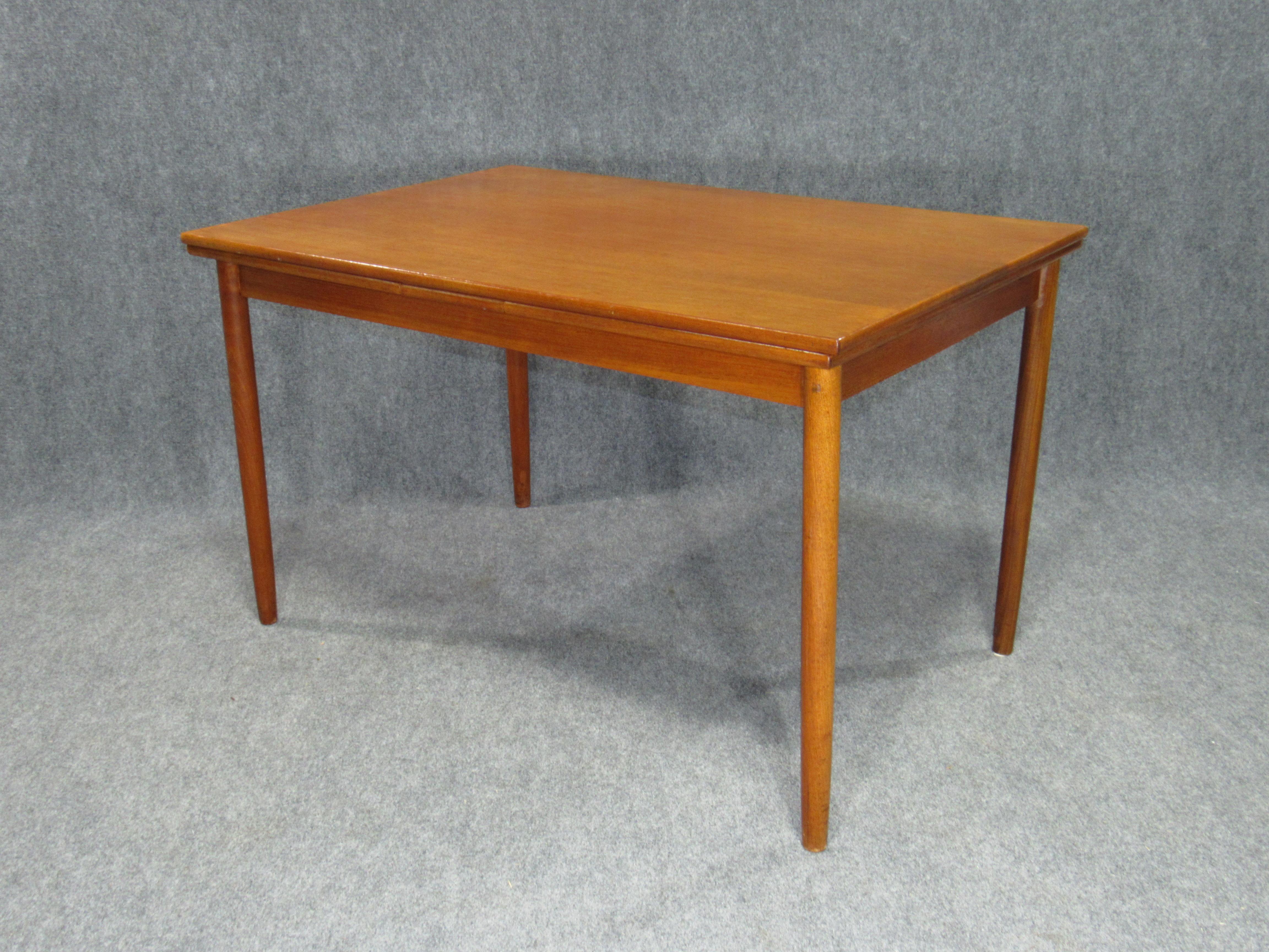 Mid-Century Modern Danish Modern Teak Dining Table with Pull Out Leaves