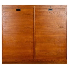Used Danish Modern Teak Double Door File Cabinet 