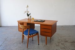 Danish Modern Teak Double-Pedestal Desk in the Style of Arne Vodder