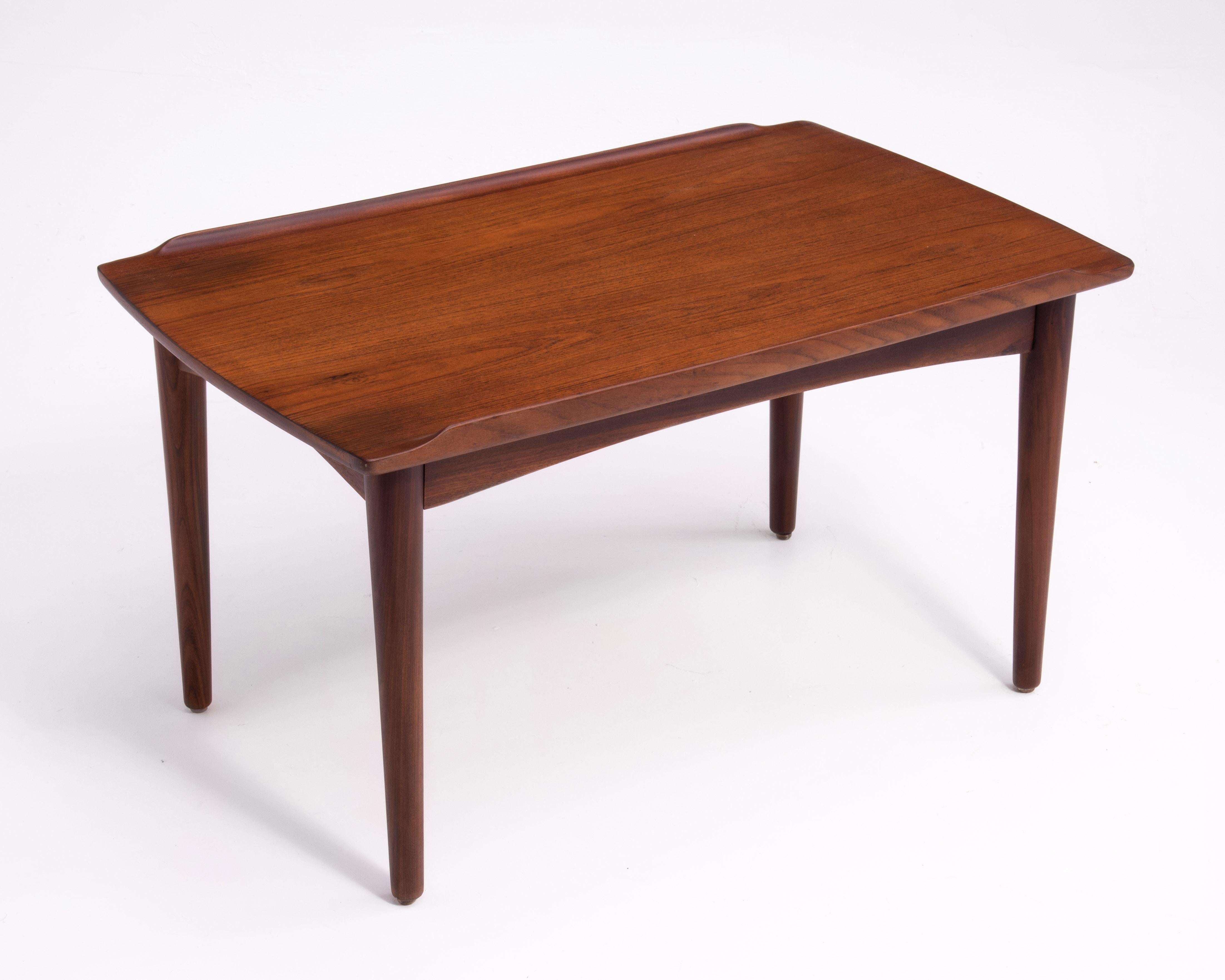Danish Modern Teak Dowel Leg Side Table After Grete Jalk Marked B. J. 1970s For Sale 5