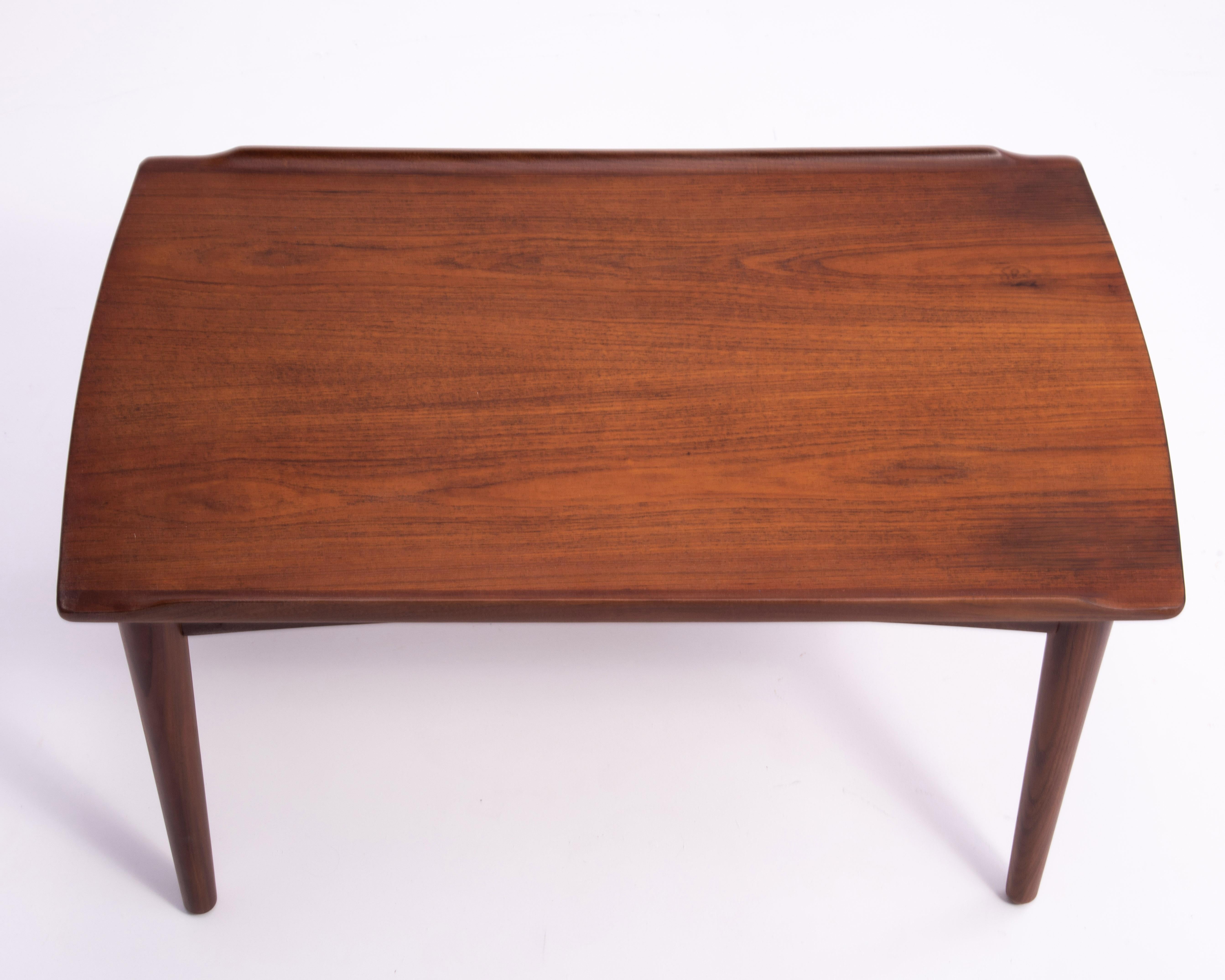 Danish Modern Teak Dowel Leg Side Table After Grete Jalk Marked B. J. 1970s For Sale 7