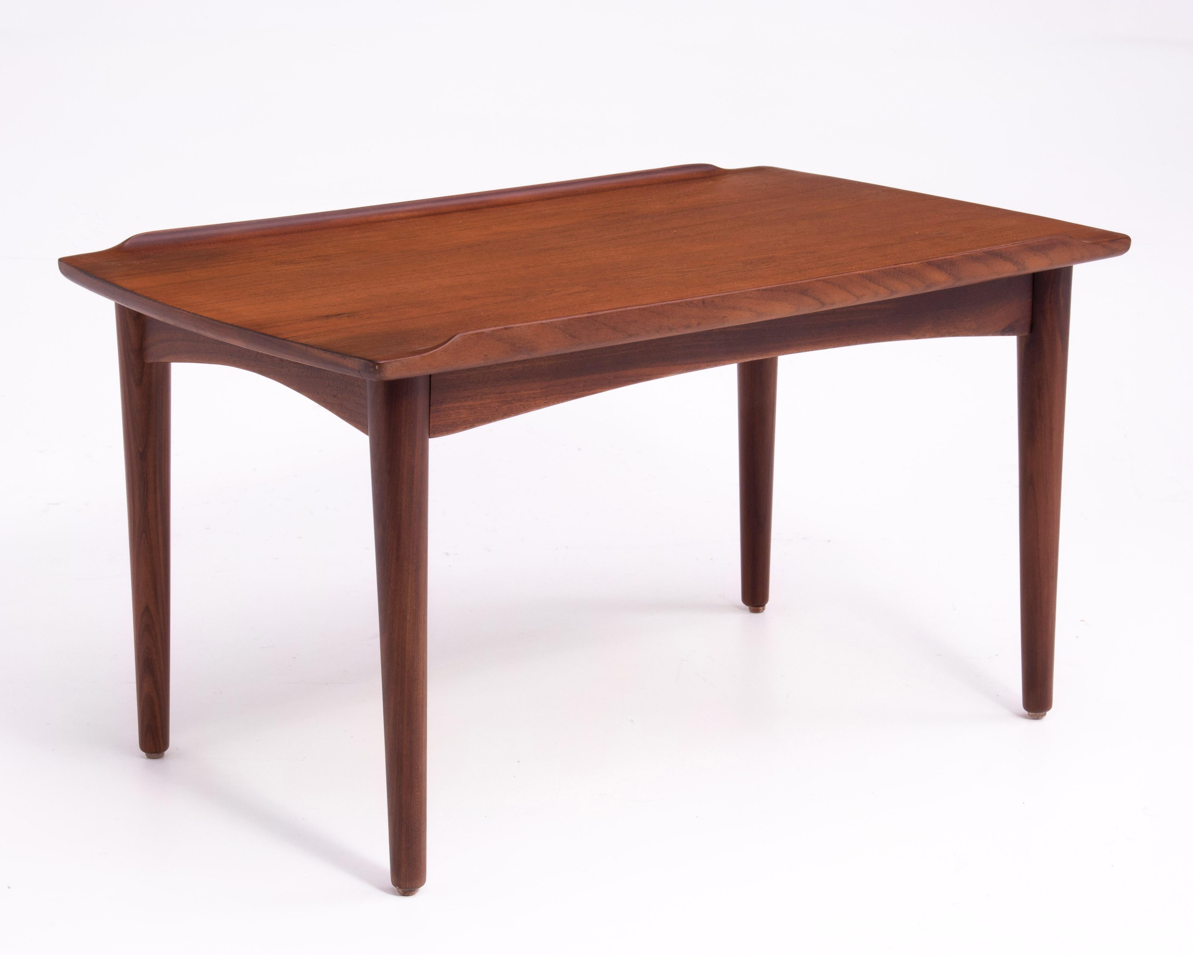 Mid-Century Modern Danish Modern Teak Dowel Leg Side Table After Grete Jalk Marked B. J. 1970s For Sale