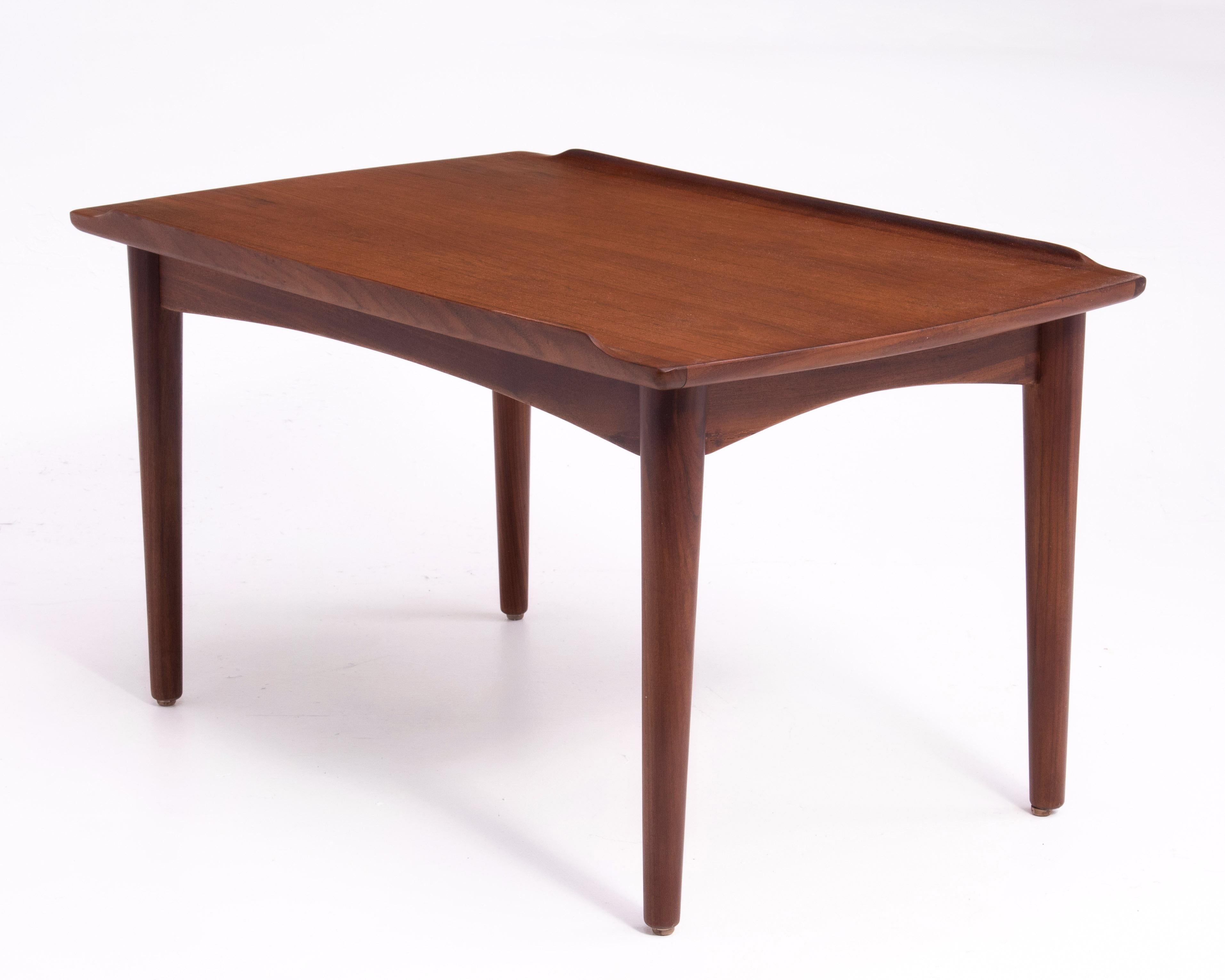 Danish Modern Teak Dowel Leg Side Table After Grete Jalk Marked B. J. 1970s In Good Condition For Sale In Forest Grove, PA