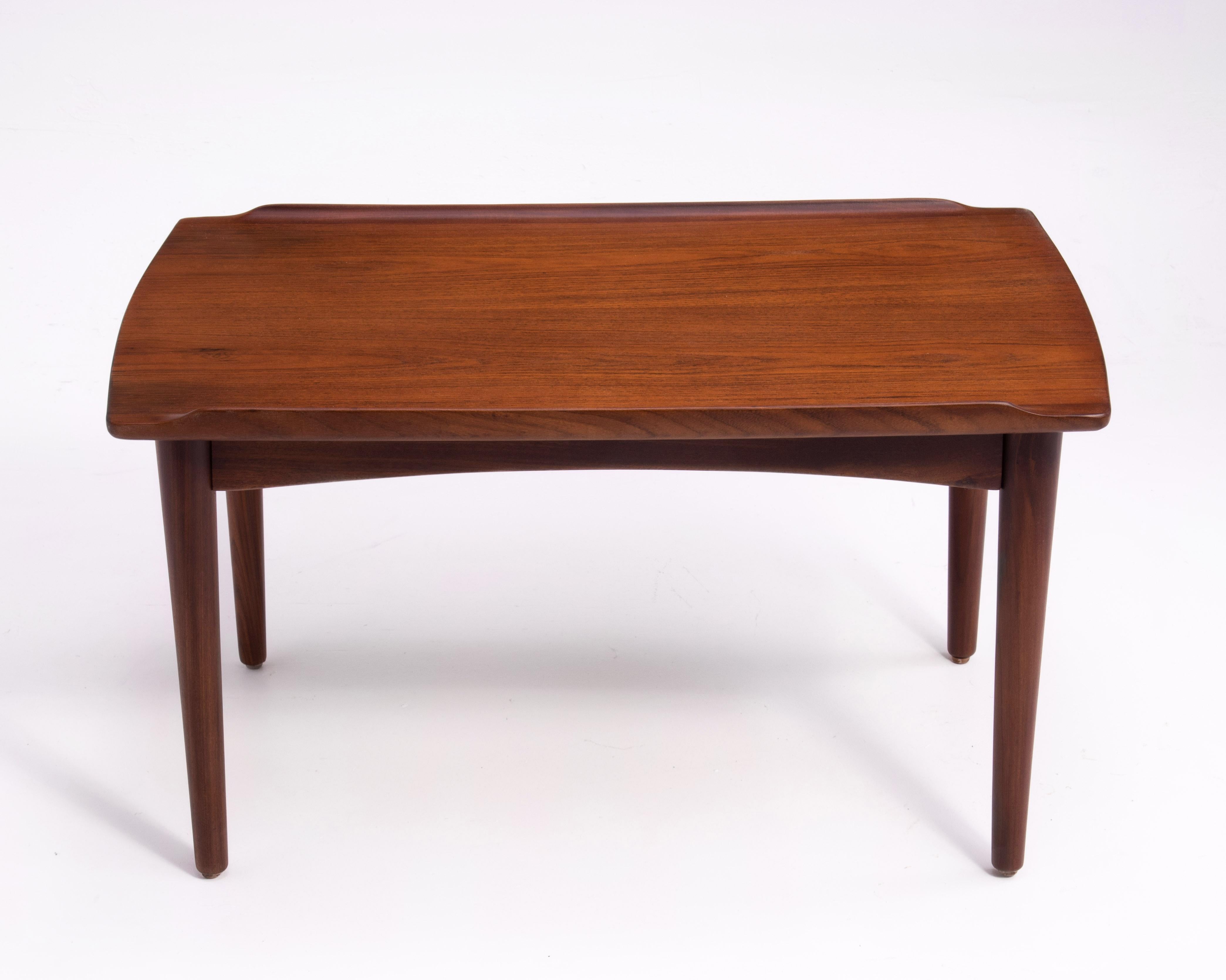 Danish Modern Teak Dowel Leg Side Table After Grete Jalk Marked B. J. 1970s For Sale 1