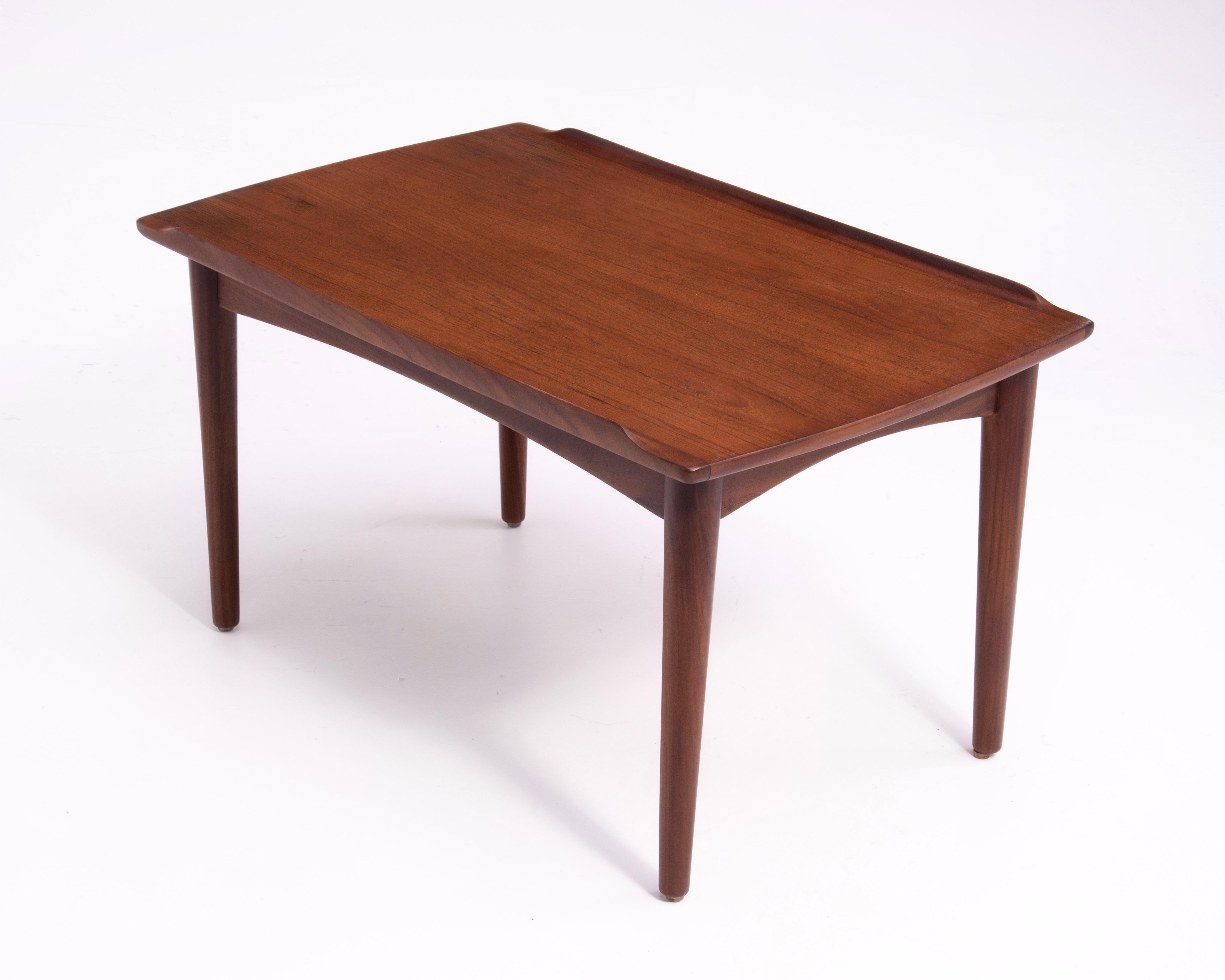 Danish Modern Teak Dowel Leg Side Table After Grete Jalk Marked B. J. 1970s For Sale 2