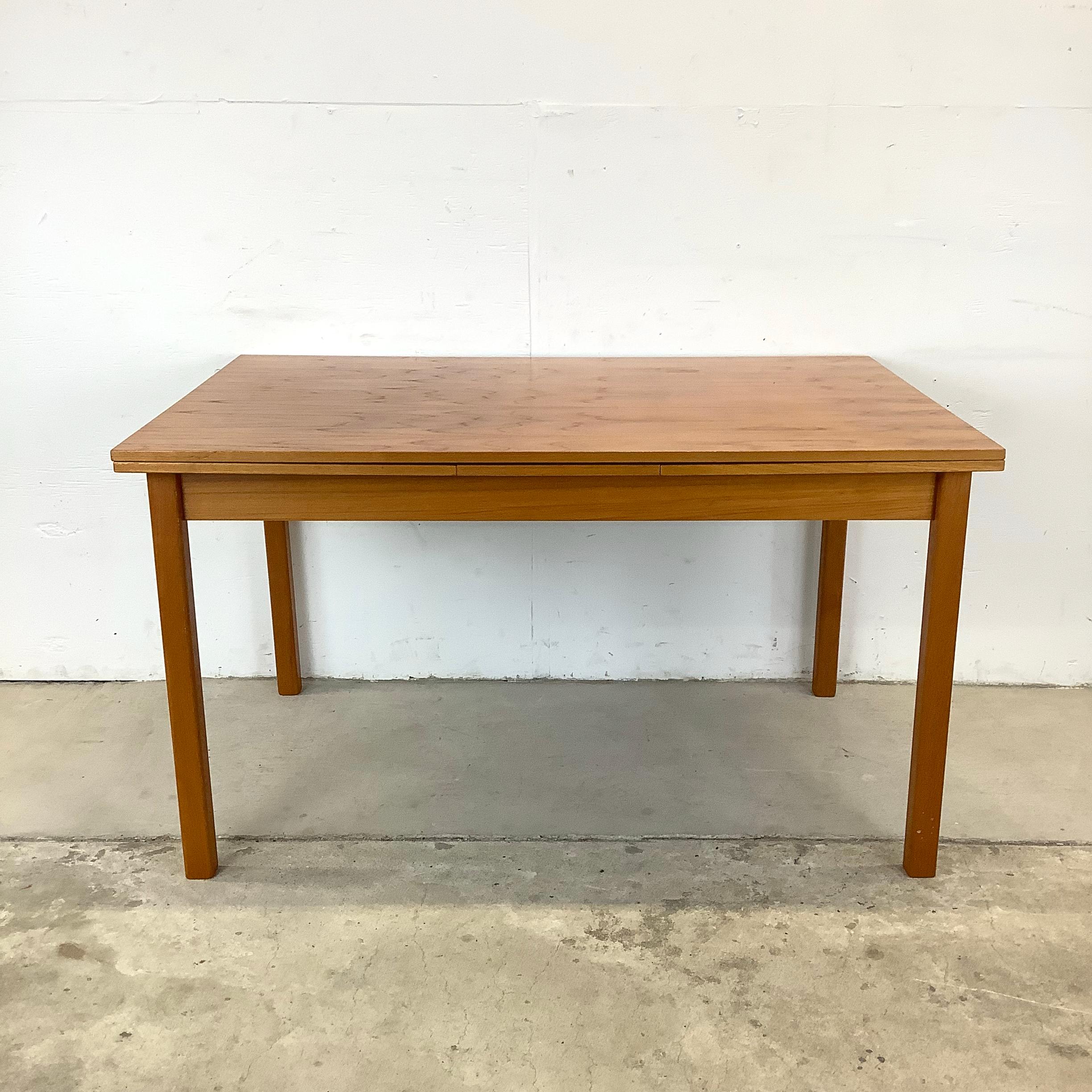 Wood Danish Modern Teak Draw Leaf Dining Table, Brdr. Furbo