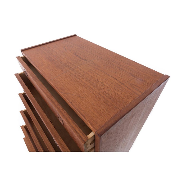 Danish Modern Teak Drawer Chest With Elongated Pulls For Sale At