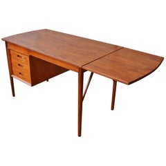 Danish Modern Teak Drop-Leaf Desk by EW Bach for Oddense Maskinsnedkeri