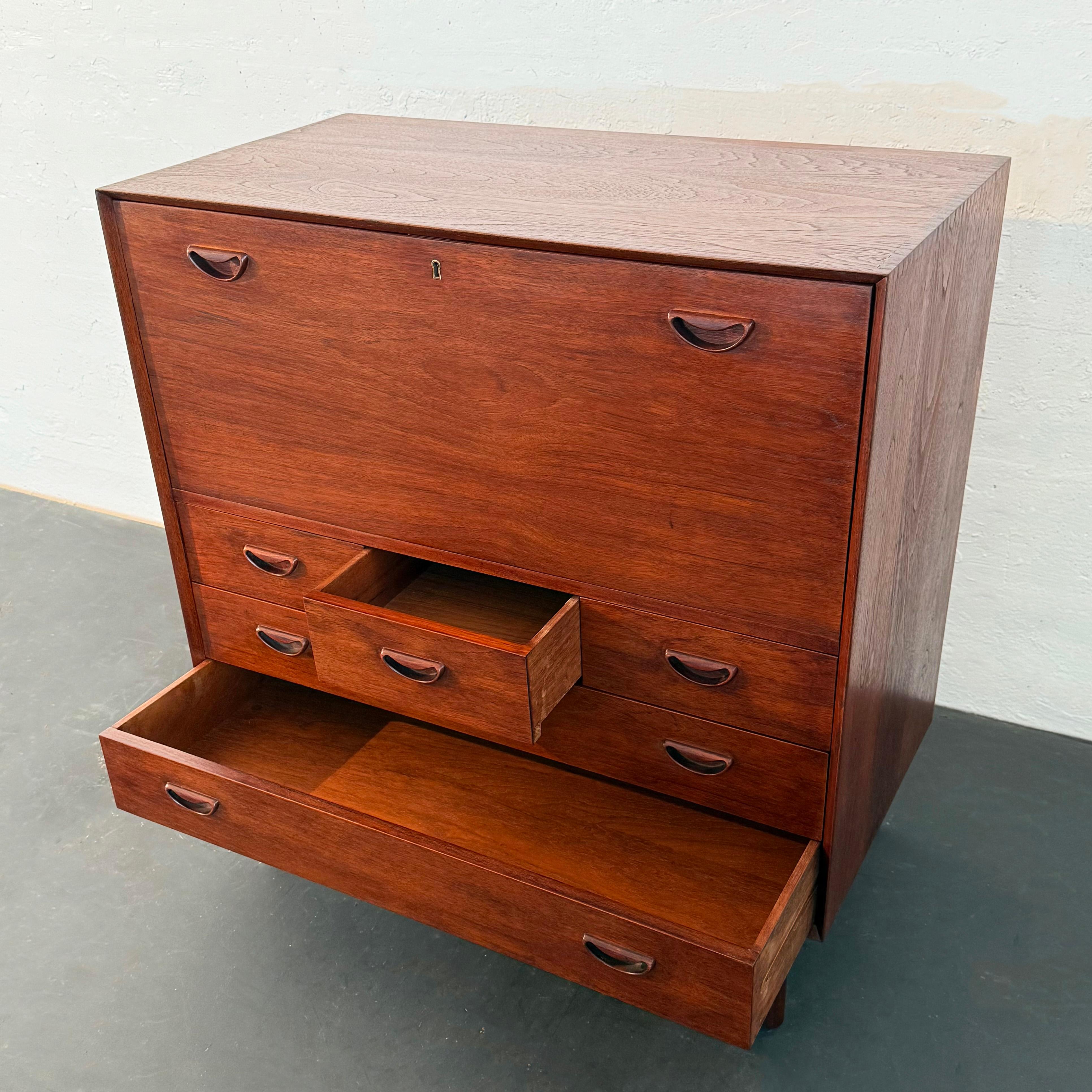 Brass Danish Modern Teak Dry Bar Cabinet By Peter Hvidt And Orla Mølgaard-Nielsen For Sale