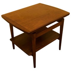 Danish Modern Teak End / Side Table with Floating Top