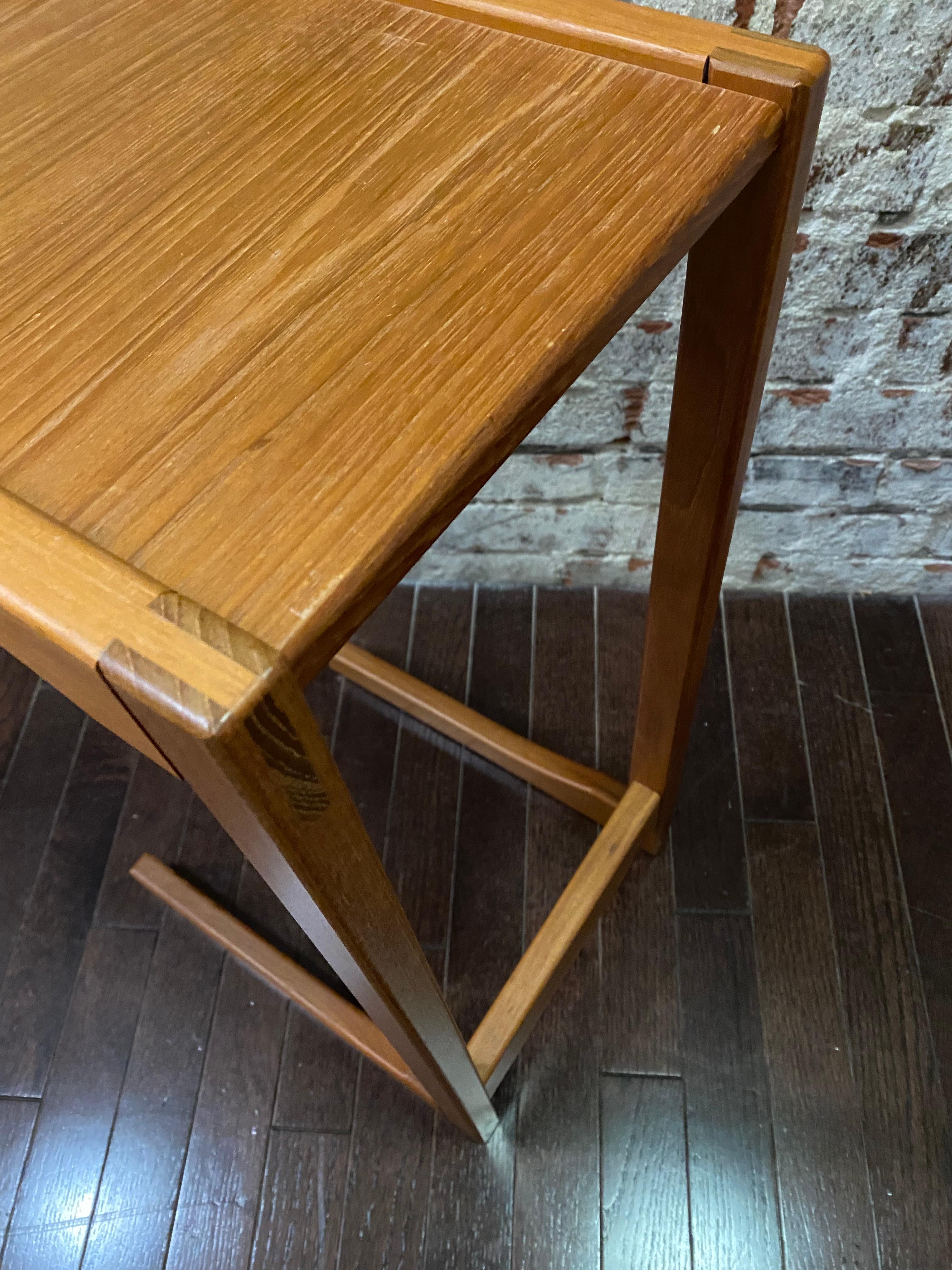 Mid-Century Modern Danish Modern Teak End Table by FBJ Mobler, C-Shape For Sale