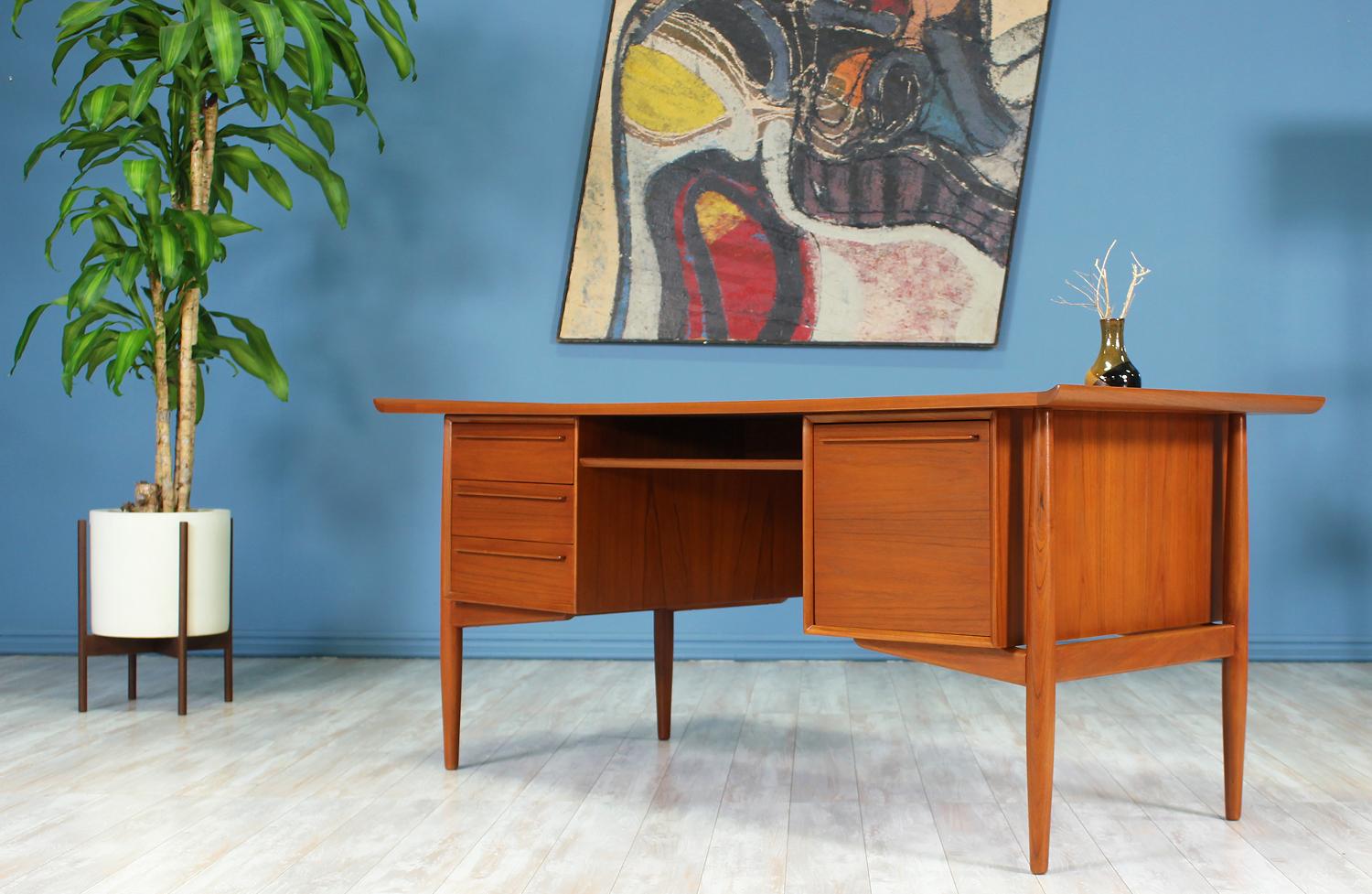 Mid-Century Modern Danish Modern Teak Executive Desk by H.P. Hansen