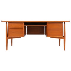 Danish Modern Teak Executive Desk by H.P. Hansen