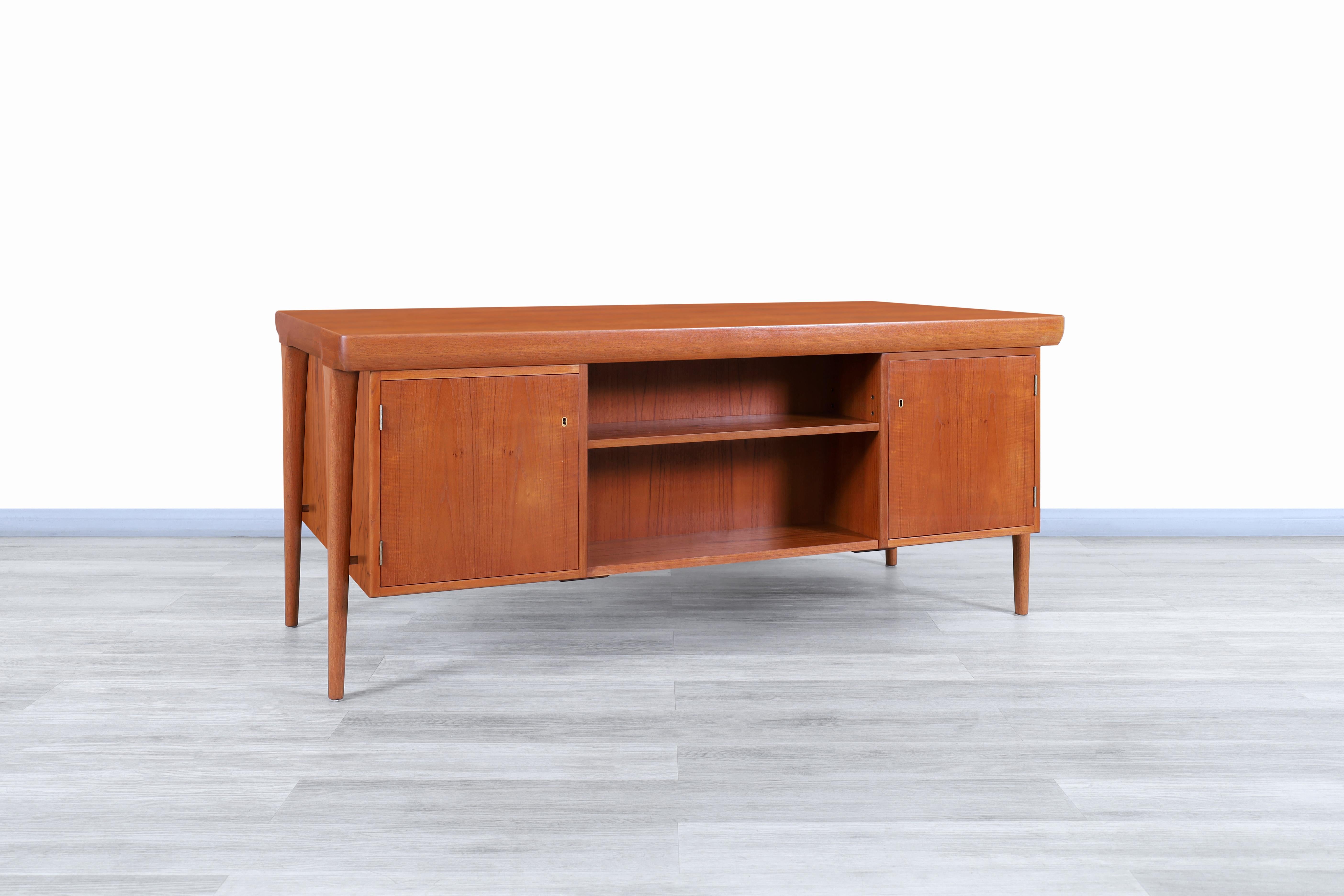 Danish Modern Teak Executive Desk by Ib Kofod Larsen For Sale 3